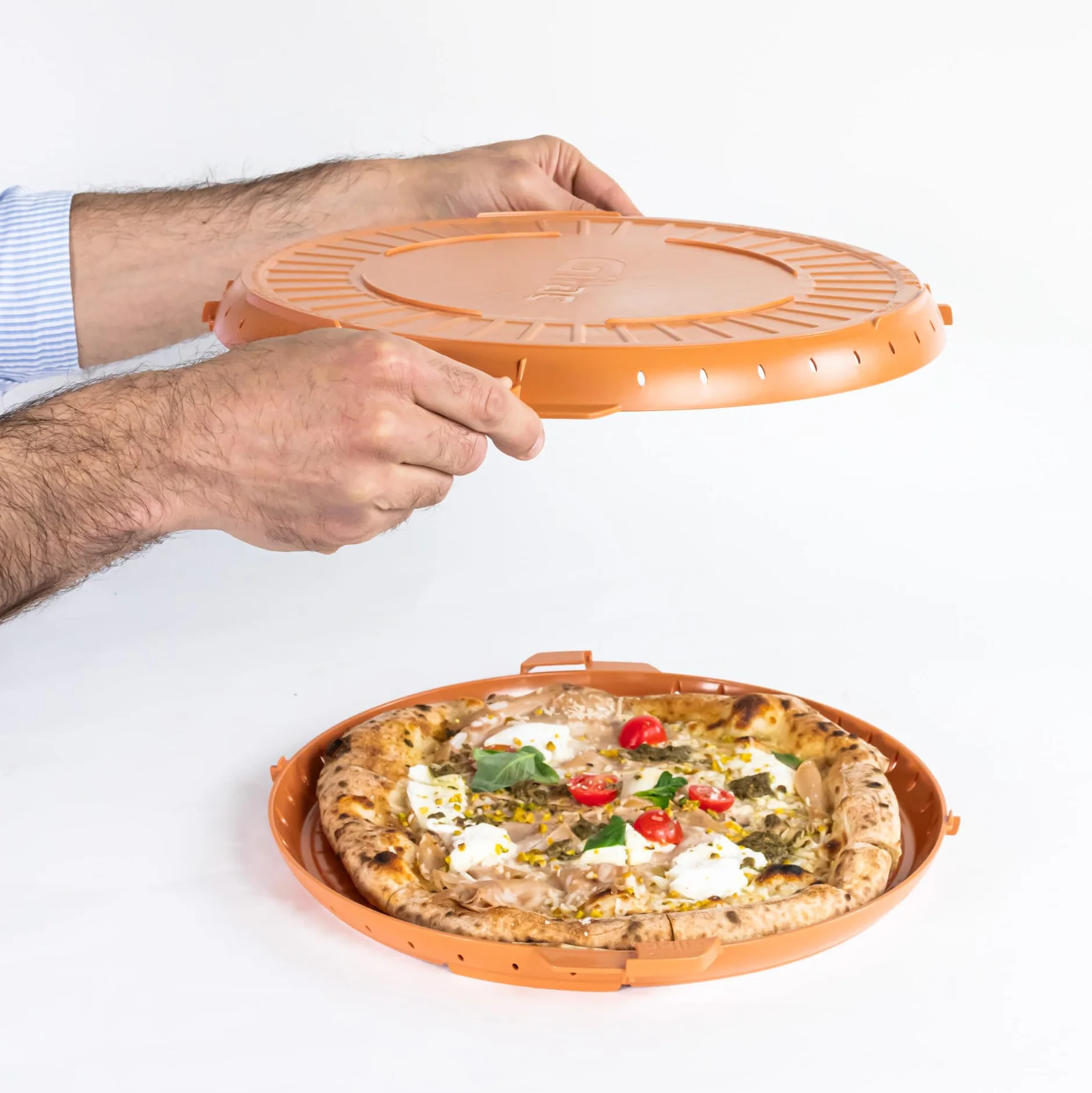 Gilac Contenitore per pizza riutilizzabile con coperchio Ø 33 cm plastica senza BPA