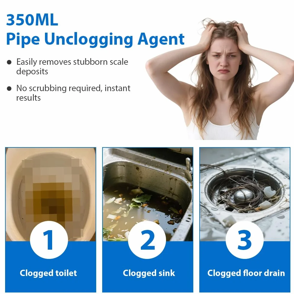 Powerful Pipe Dredging Agent, Powerful Quick Cleaning Drain Toilet Cleaner Tool, Disincrostante for Scarichi, Capelli, Kitchen and Toilet Pipelines
