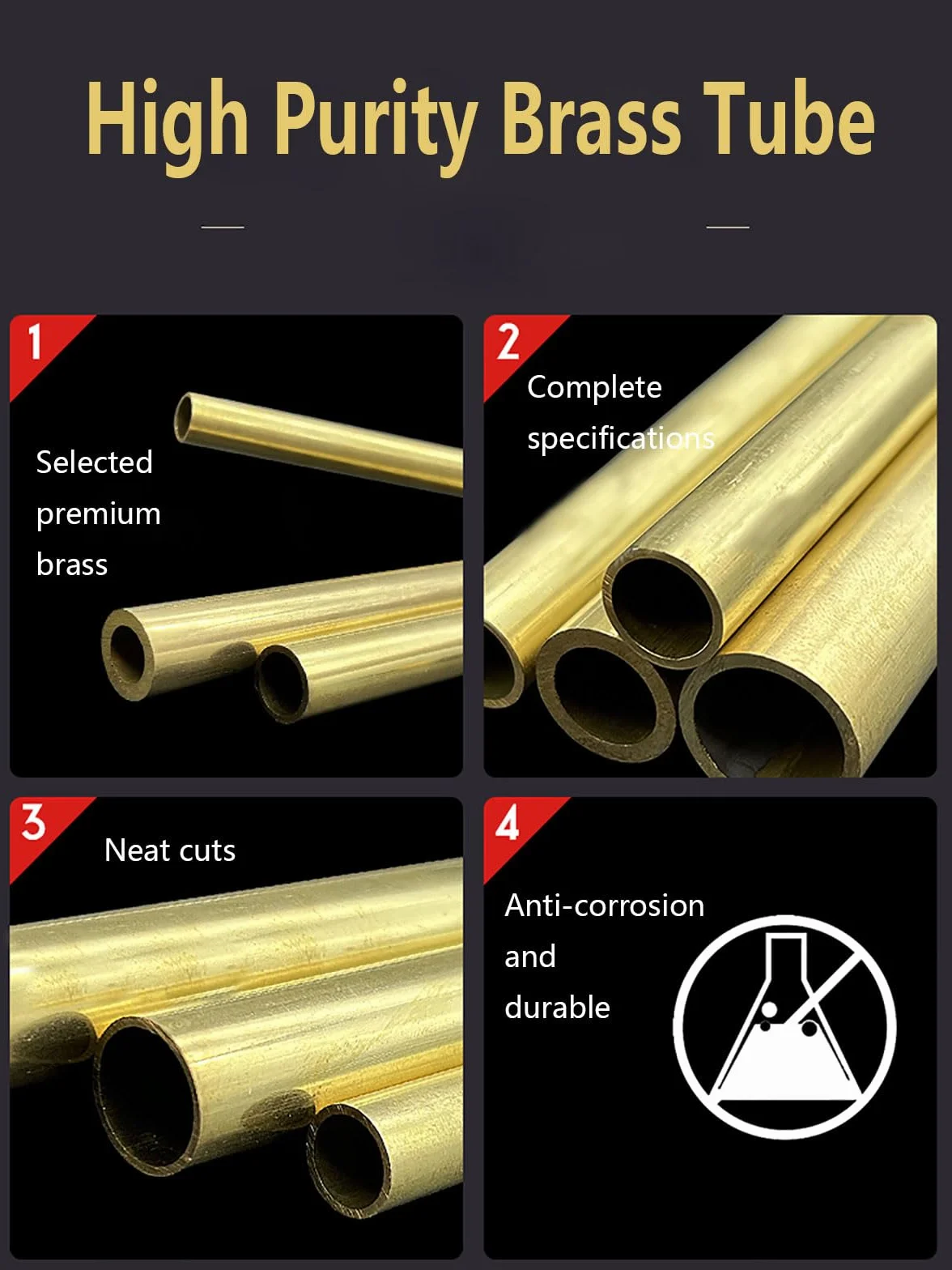 Tubo tondo in ottone 30 mm diametro esterno 2 mm spessore 500 mm lunghezza