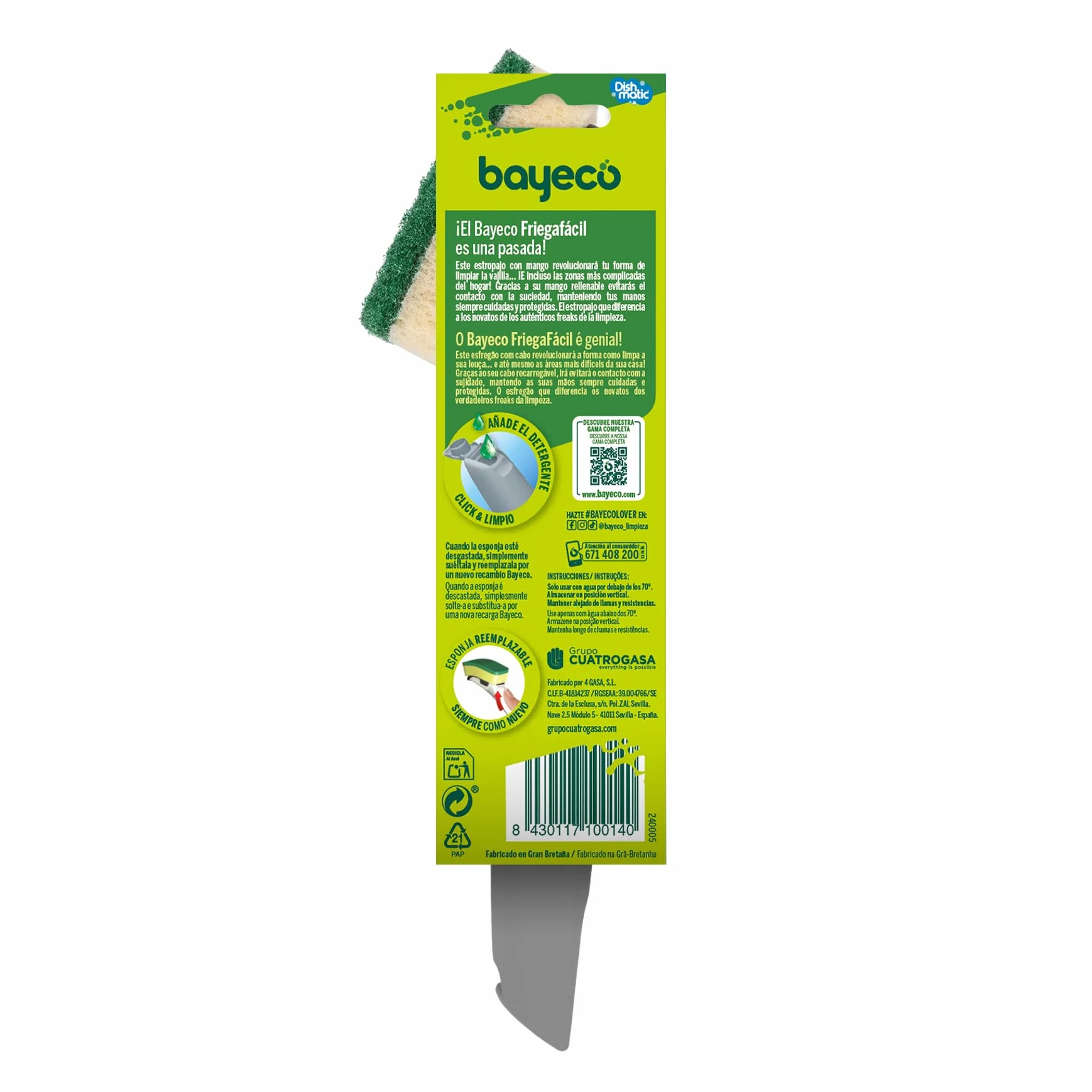 Bayeco Paglietta fibra verde + manico 1 unità (Confezione da 2)