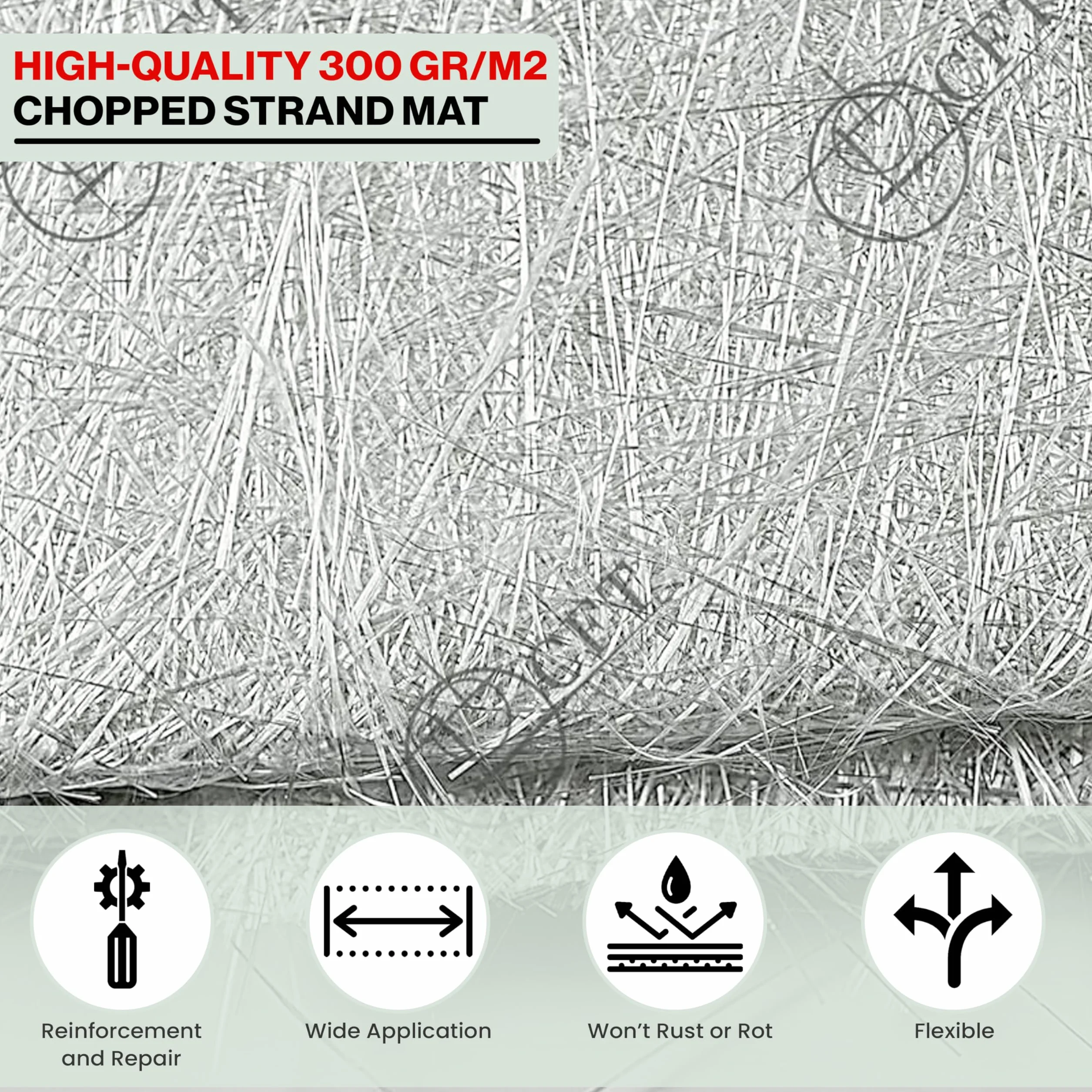 MAT 300 Fibra di Vetro 2 m² – Materassino da 300 g/m² in Vetroresina – Compatibile con Resina Poliestere ed Epossidica – Per Nautica, Fai da Te, Stampi, Riparazioni Barche e Uso Civile