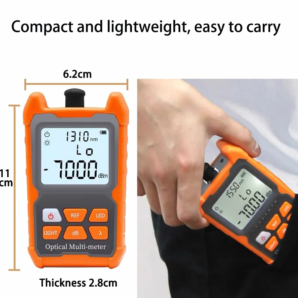 Misuratore di potenza in fibra ottica FTTH -70 dBm a +6 dBm, Tester cavo portatile FC/SC/ST interfaccia universale, 8 lunghezze d'onda