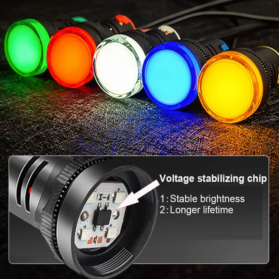 Gebildet 12pcs 22mm AC/DC 12-24V/20mA LED indicatore di alimentazione, LED pilota segnale luminoso pannello indicatore, LED luce flash (verde)