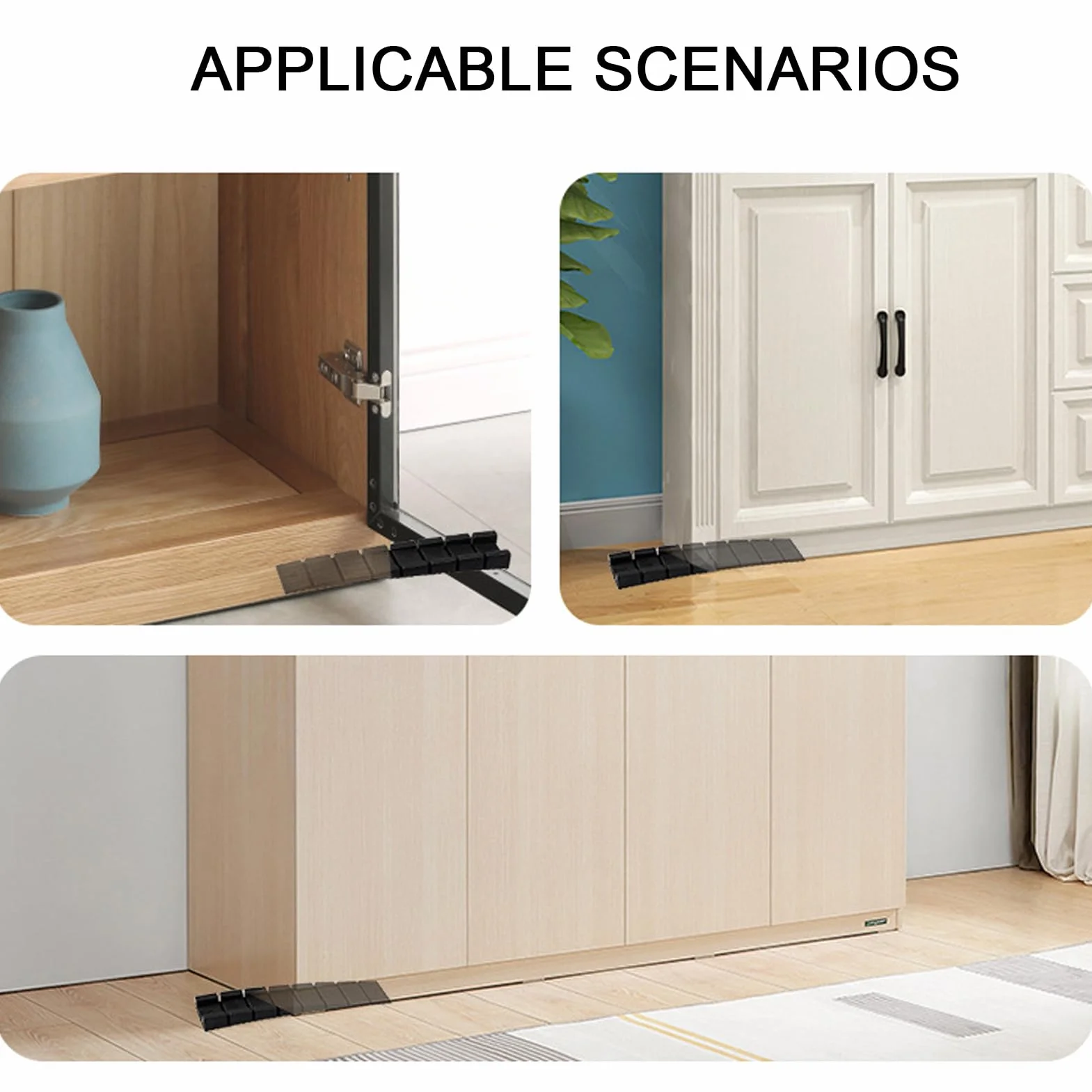 Cunei per Mobili 8 x 20 x 98 mm Cunei di Livellamento Fermaporta Robusti con Punti di Rottura Integrati - Nero