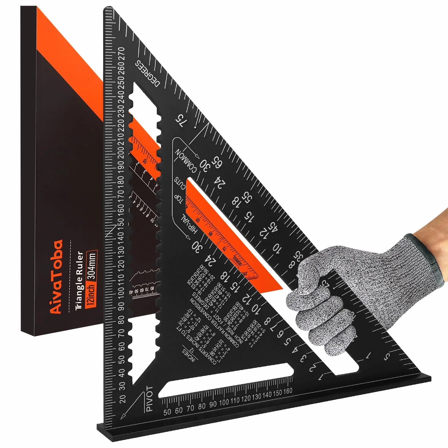 Squadra da Falegname 30 cm in Metallo - Squadra da Carpentiere in Lega Alluminio, 12 Pollici Metrico/Imperiale