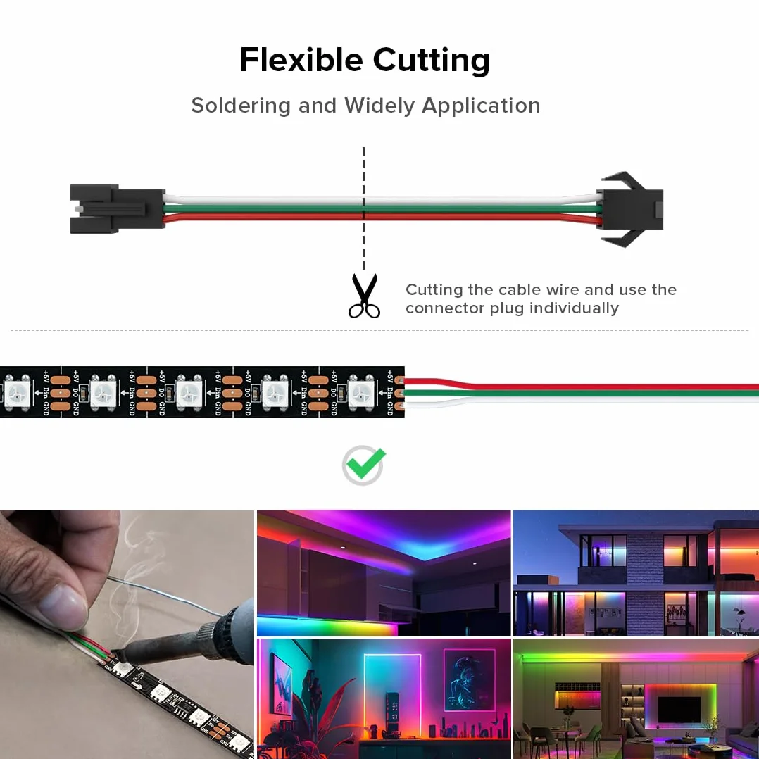 BTF-LIGHTING 3 Pin 20AWG JST SM LED Connettore 5pcs Maschio Femmina Cavo 2m per WS2812B WS2811 Striscia LED