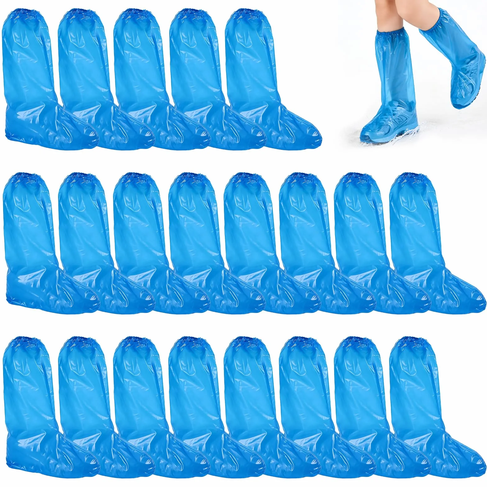 Copriscarpe impermeabili PE 38x50 cm con elastici per pioggia blu 40 pezzi