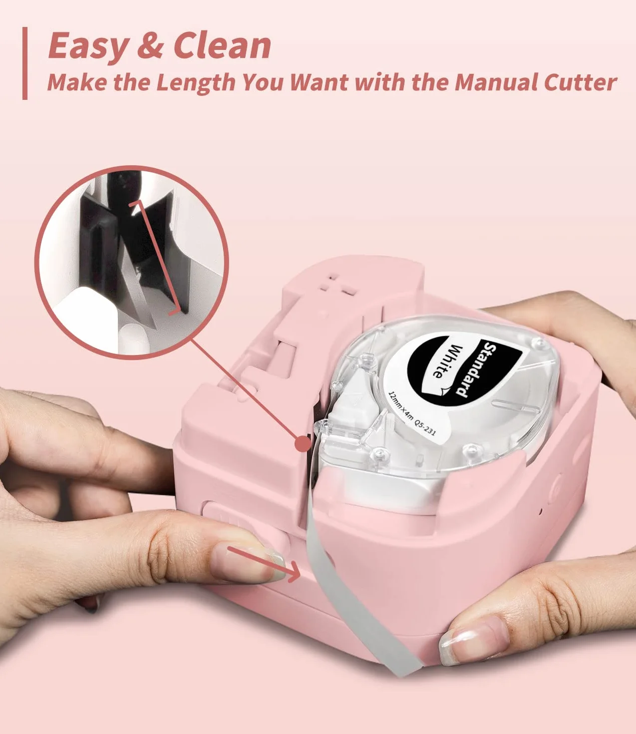 Phomemo P12 Mini Etichettatrice Bluetooth, Stampante Etichette Adesive con nastro, Label Maker che Stampa Etichette Adesive, Etichette per Stoffe e Nastri Satinati per La Casa e Cucina-Rosa