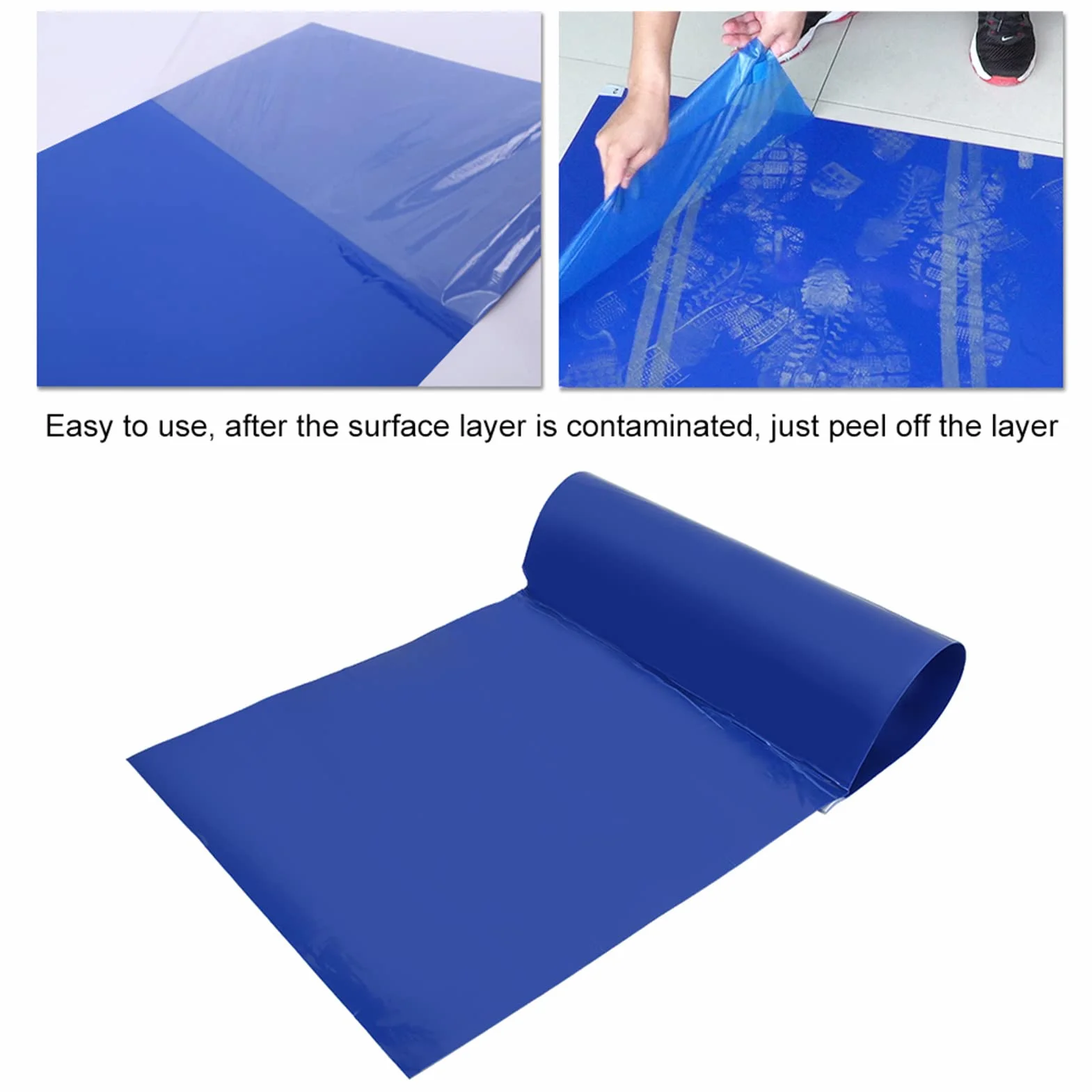 Tappetino Adesivo per Camere Bianche 18x36 Pollici 10 Pezzi Blu