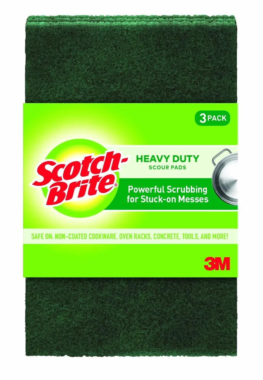Heavy-Duty Scour Pad, 3.8 W x 6 L, Green, 3/Pack, Sold as 1 Package