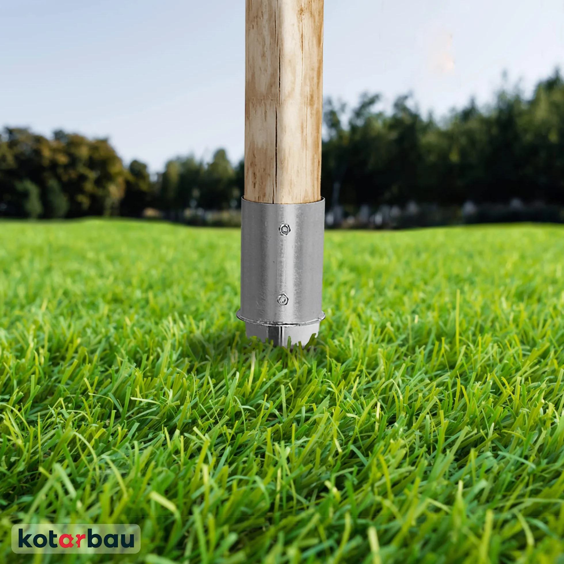 KOTARBAU Supporti per Pali in Legno ⌀ 80 mm Acciaio Zincato Argento