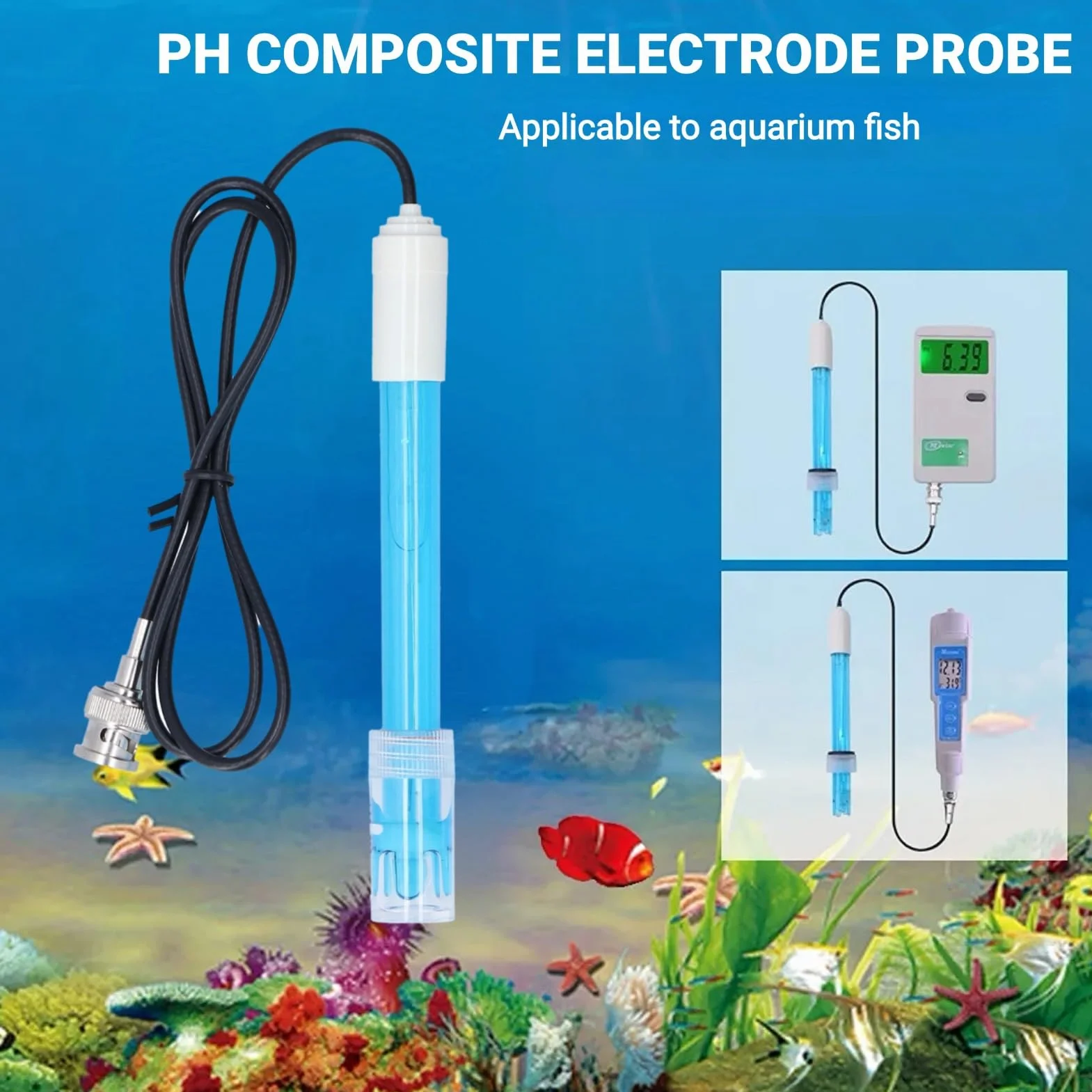Strumento per Test Elettrodo Ph Connettore Bnc, Sonda Ph Guscio in Plastica per Piscina Bnc, 0,00-14,00PH, 0-60℃, Acquario con Regolatore di Ph Adatto per L'industria Chimica