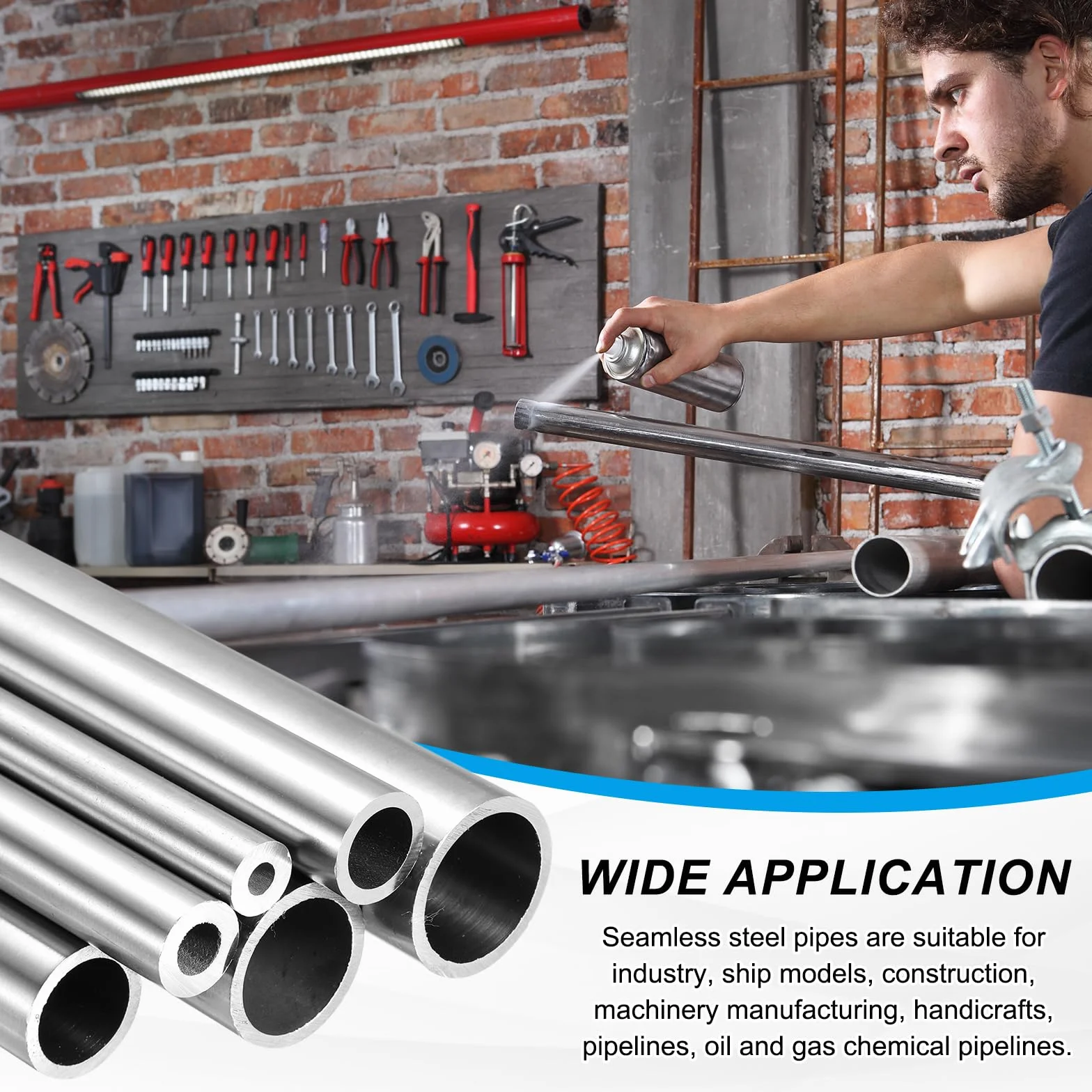 sourcing map Tubo in Acciaio Inossidabile 304 ID 7mm OD 11mm Lunghezza 305mm