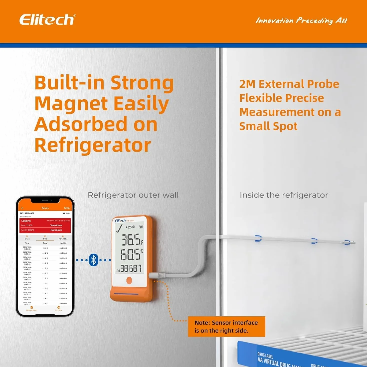 Elitech GSP-6Pro TLE Rejestrator Temperatury Cyfrowej Ultra-Niskiej do Lodówek Medycznych Monitor MAX MIN