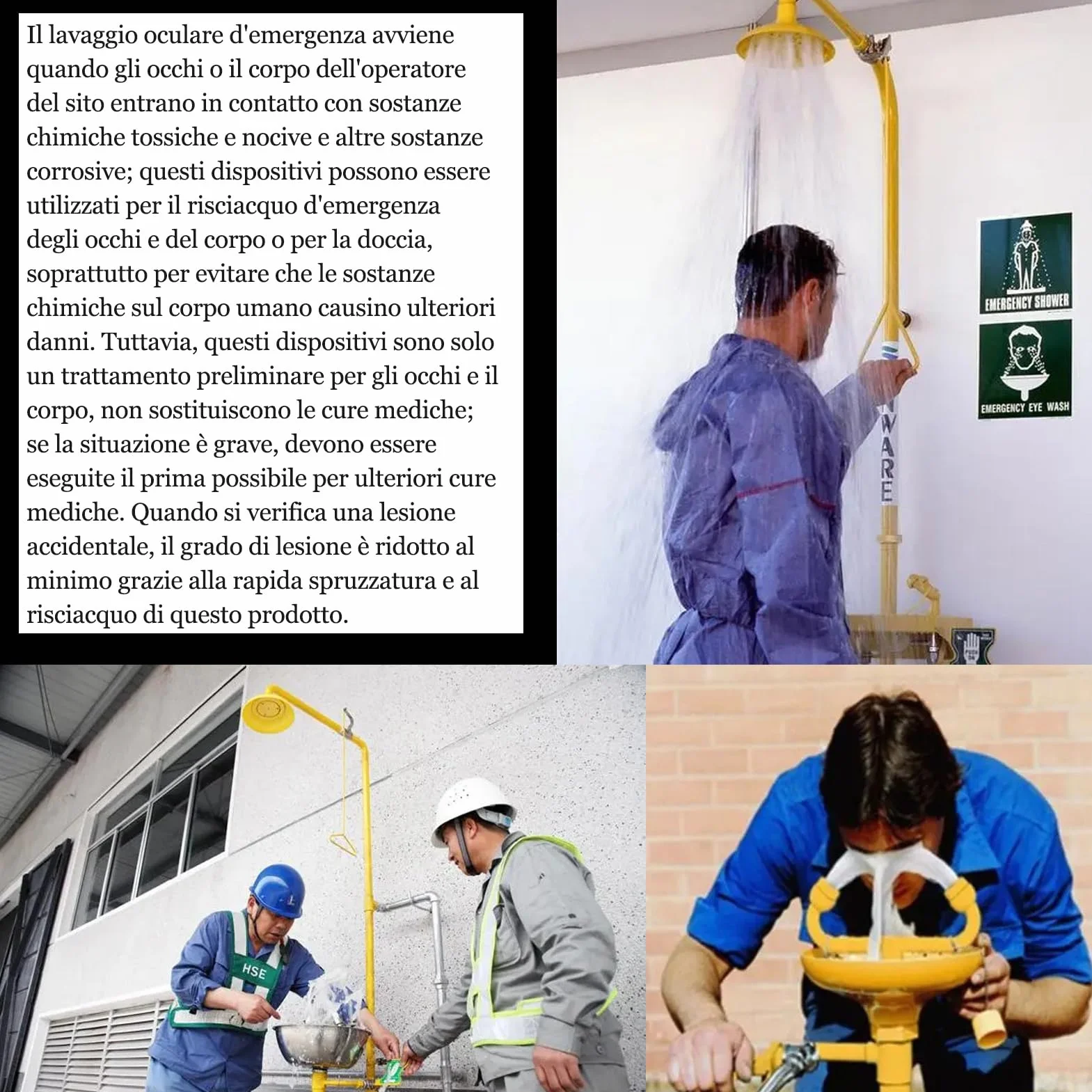 Stazione lavaocchi doccia emergenza combinazione 2 in 1 per fabbrica ufficio laboratorio