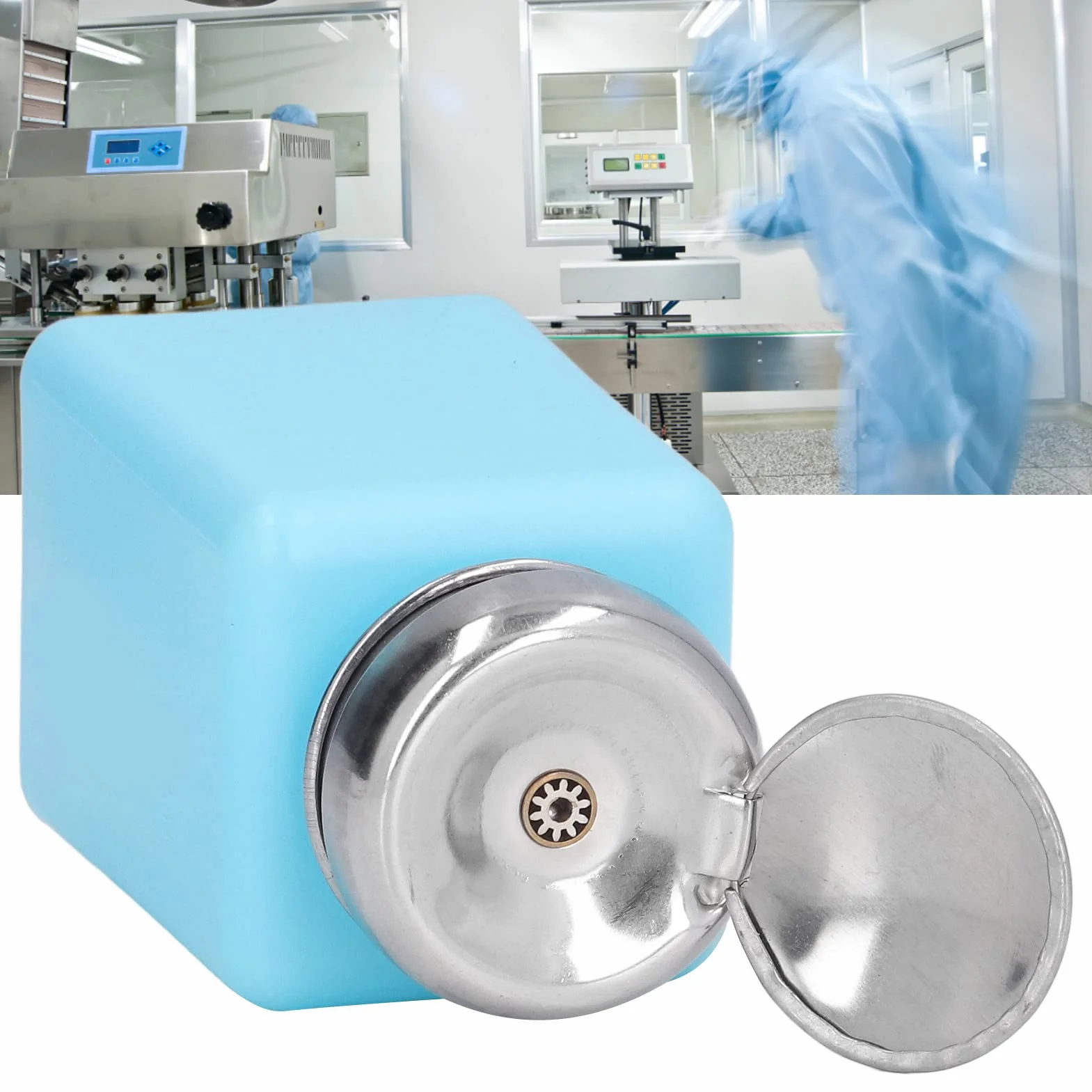 Erogatore di Solvente 200 ml ESD Sicuro, Flacone con Pompa in Acciaio Inossidabile Blu