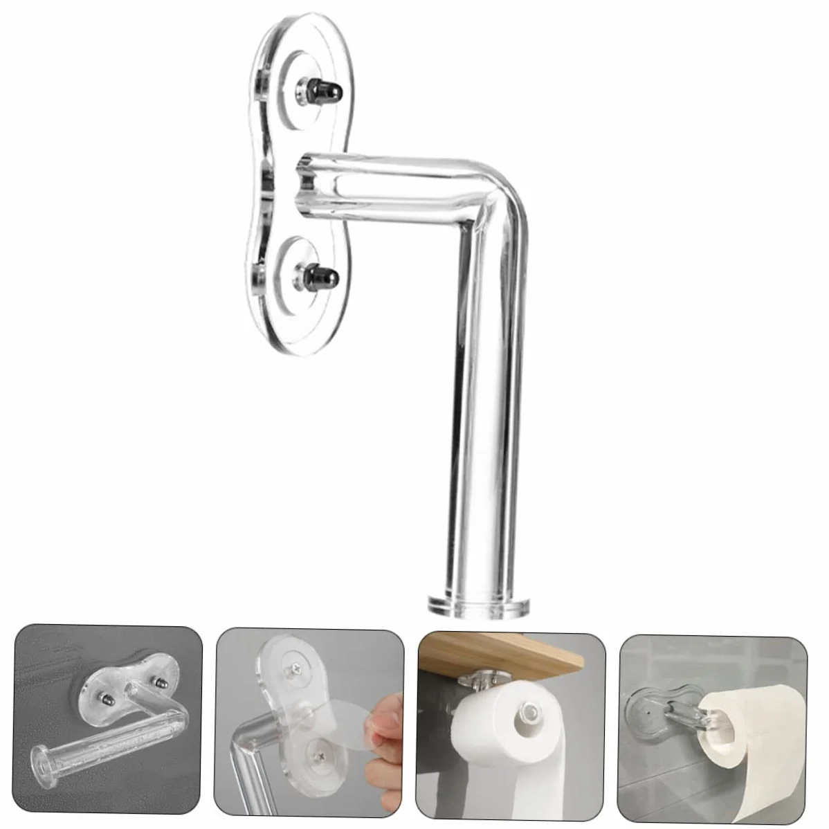 Mipcase Porta Rotolo Carta Igienica da Parete in Acrilico Installazione senza Punzonatura Superficie Liscia Design Semplice per Bagno e Toilette