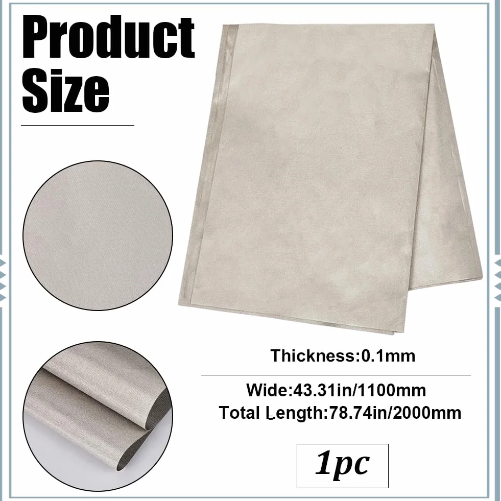 GORGECRAFT Tessuto di Protezione EMF 110 * 200cm Poliestere EMI RF e RFID Schermatura Tessuto in Rame Protezione con Gabbia di Faraday Custodia Fai da Te Schermatura Wireless