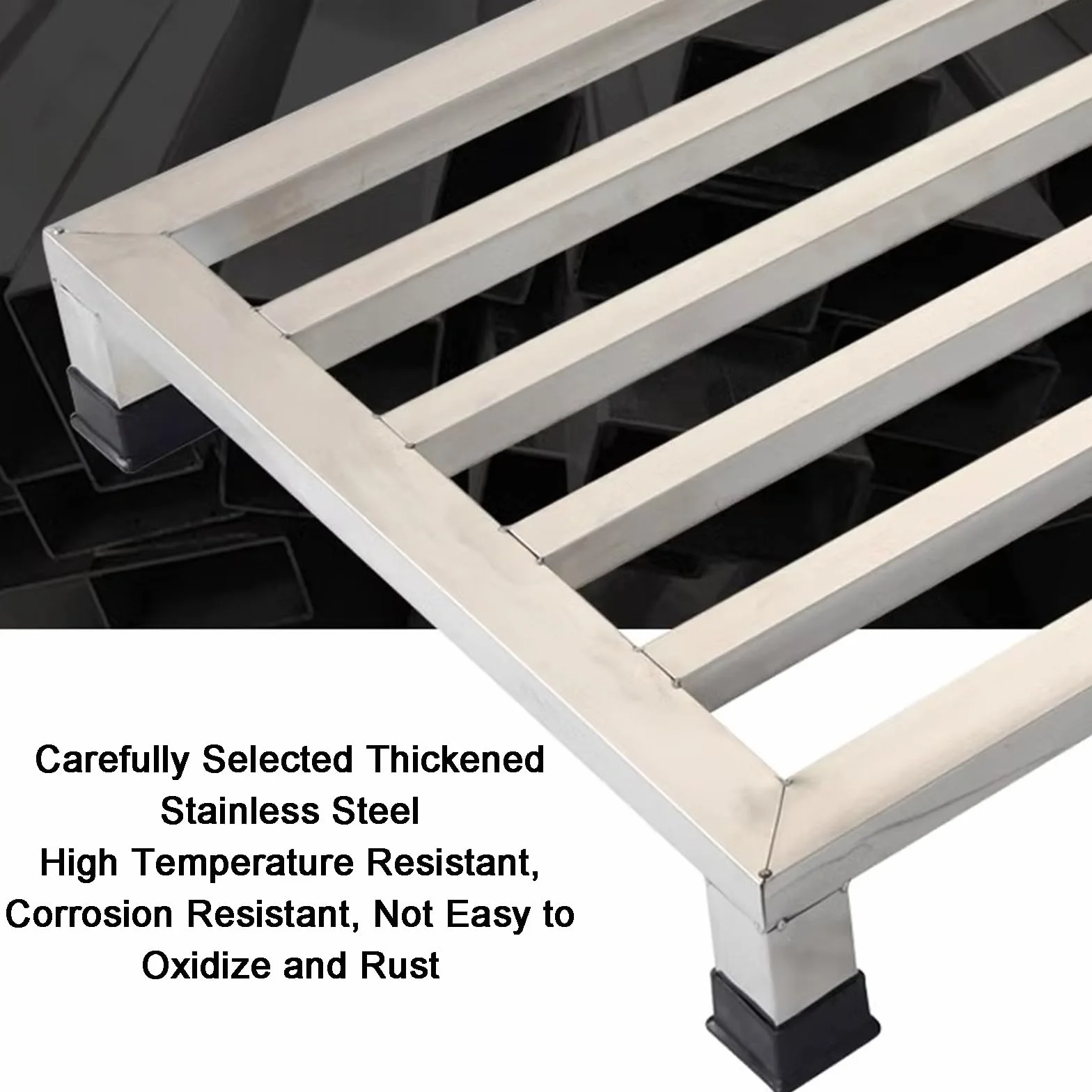 WIGING Pallet in Acciaio Inossidabile Carico Rack di Stoccaggio, Mobili Base per Elettrodomestici, Pallet da Pavimento per Magazzini Garage Cucine Negozi(60x90x10cm)