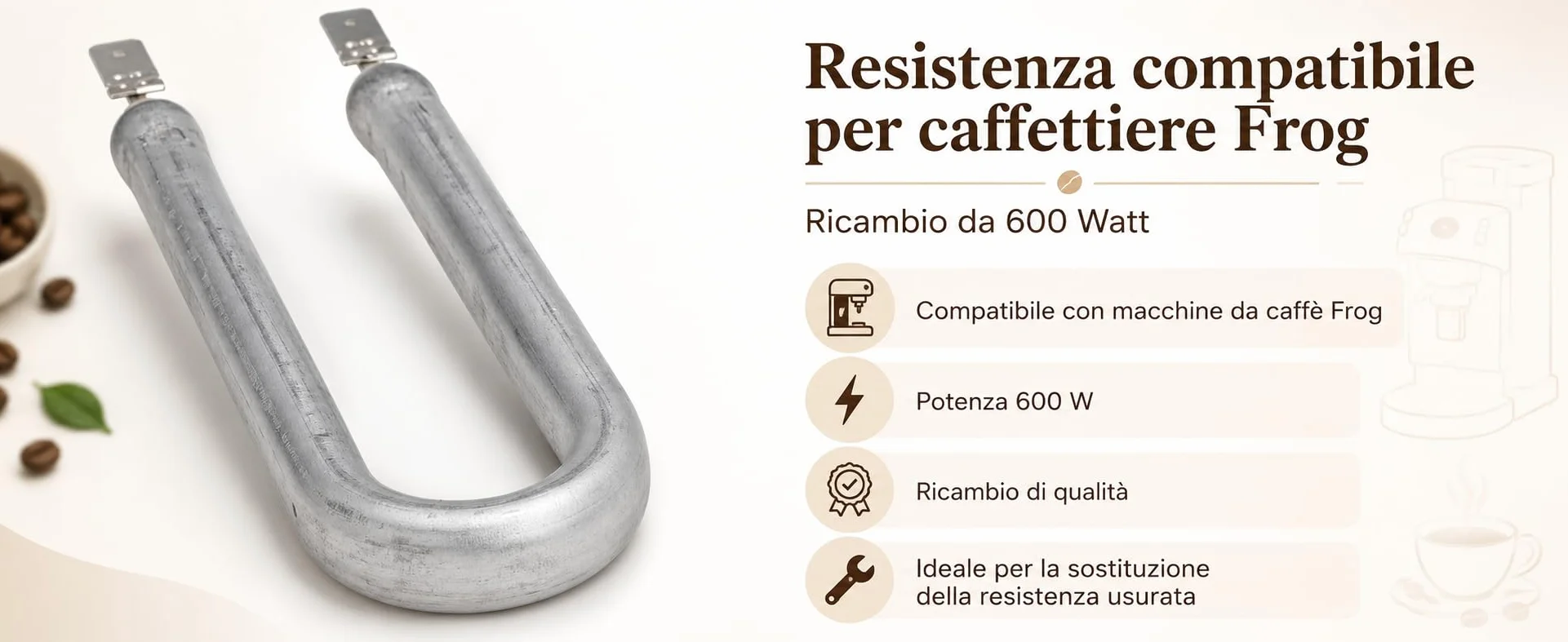 RYELDOM Resistenza compatibile per Caffettire Didiesse Frog 600 Watt