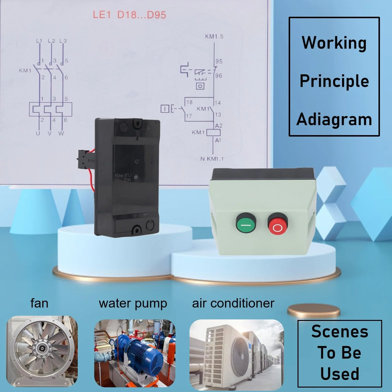 LE1D09M7 Controllo Avviamento Motore Elettrico Magnetico, Monofase 220 230 V 7A 3 Fasi 380 400 V 10A Avviamento Magnetico Interruttore On-off Avviamento Motore Elettrico