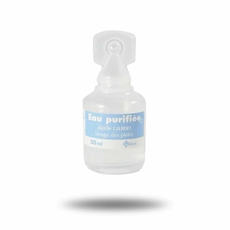 Laboratoires Gilbert, Acqua purificata sterile, 32 monodose da 50 ml, per lavaggio delle ferite o risciacquo della cavità orale