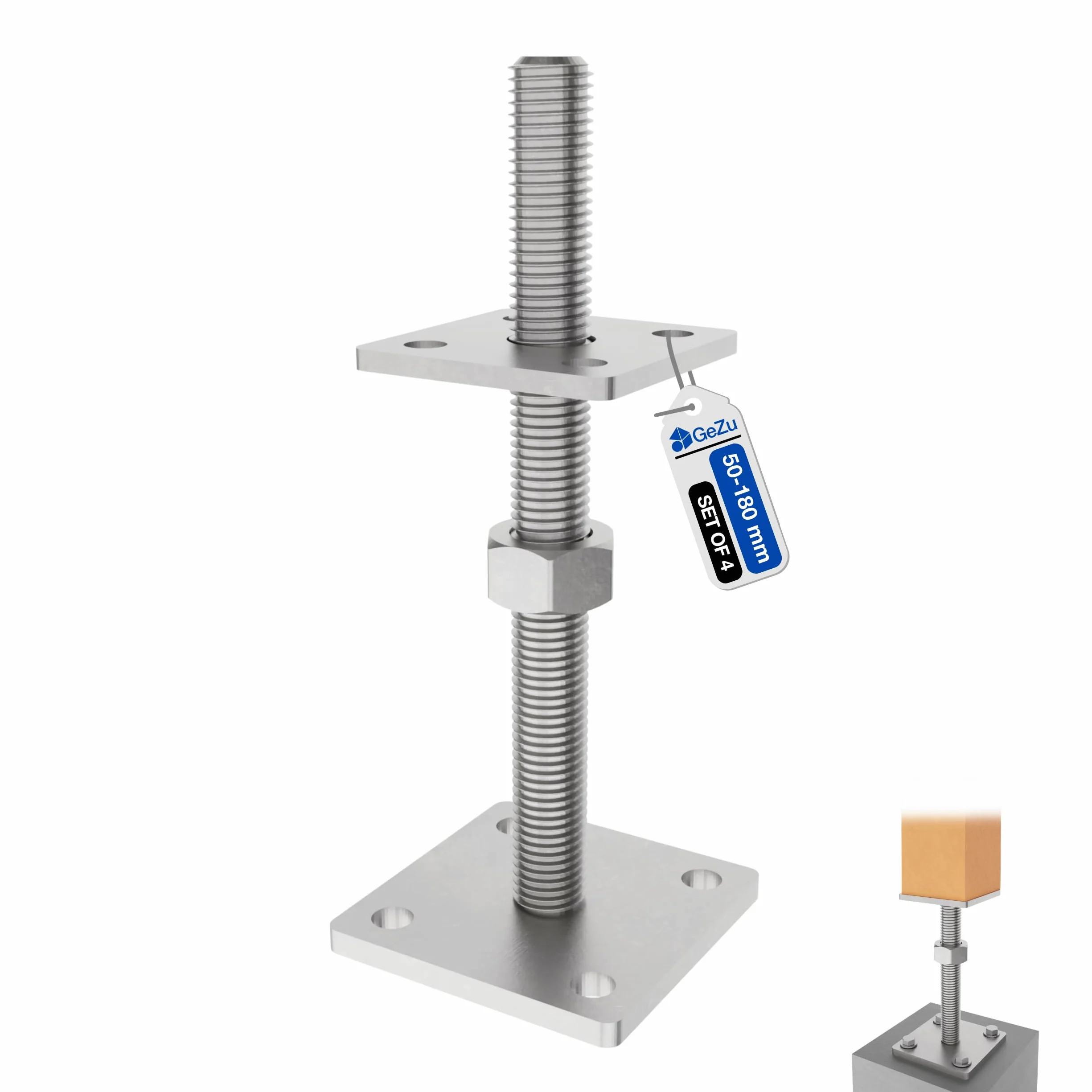 Supporto Regolabile per Palo 70 x 70 mm Rivestito in Fiocco di Zinco Set da 4