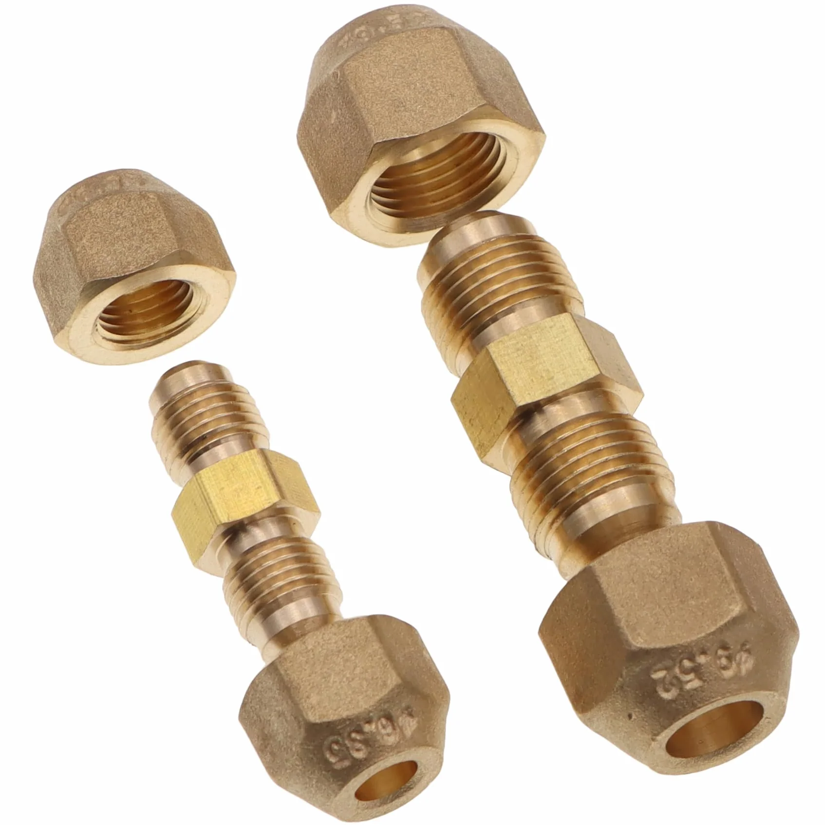 Prolunga per tubi in rame per aria condizionata - Dado svasato da 1/4" e 3/8", Doppio connettore giunto, Testa di collegamento intermedia, Senza saldatura, Adatto per tubi di diametro da 1/4" e 3/8"