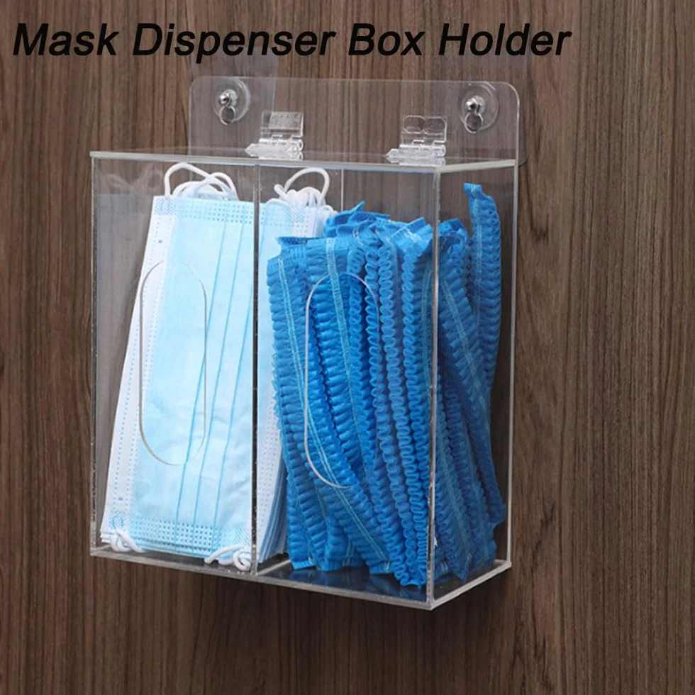 Dispenser per maschere facciali in acrilico usa e getta con coperchio contenitore da parete M