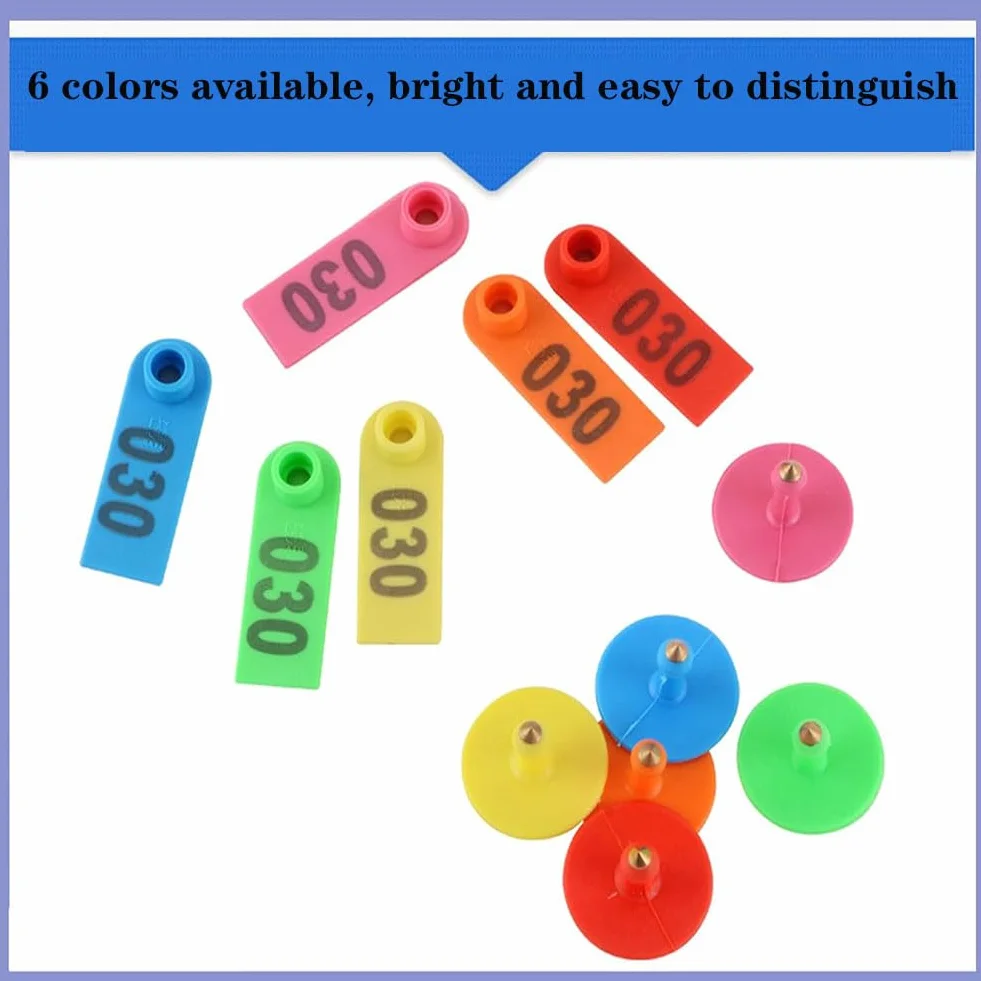 100/200/300/400pezzi di etichette auricolari per bovini,ovini e suini,etichette numerate per orecchini in plastica PE adatte per etichette auricolari di identificazione disuini,bovini,ovini e bestiame
