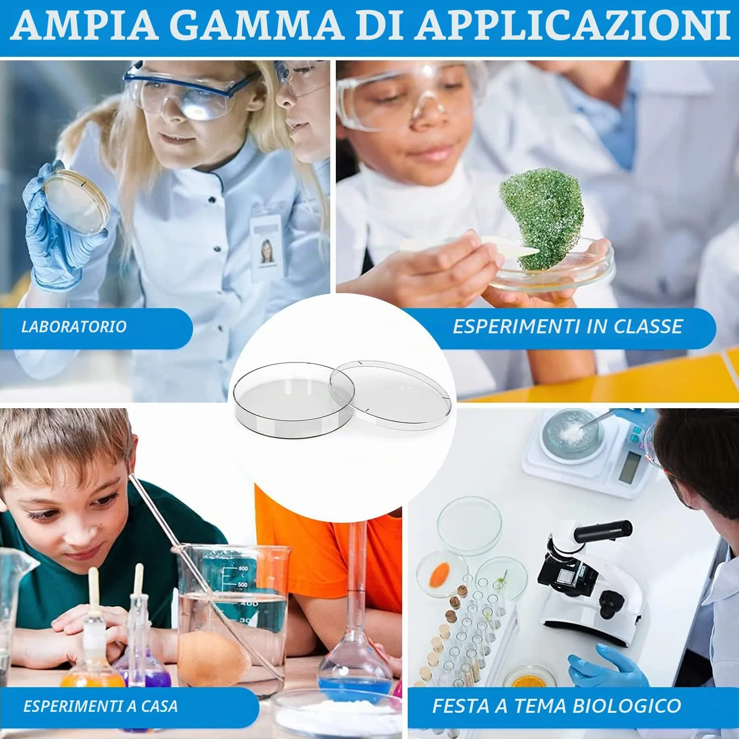 Petri Dishes 55mm x 13mm Sterile Piastra Petri in Plastica Trasparente 40 Pezzi con Contagocce