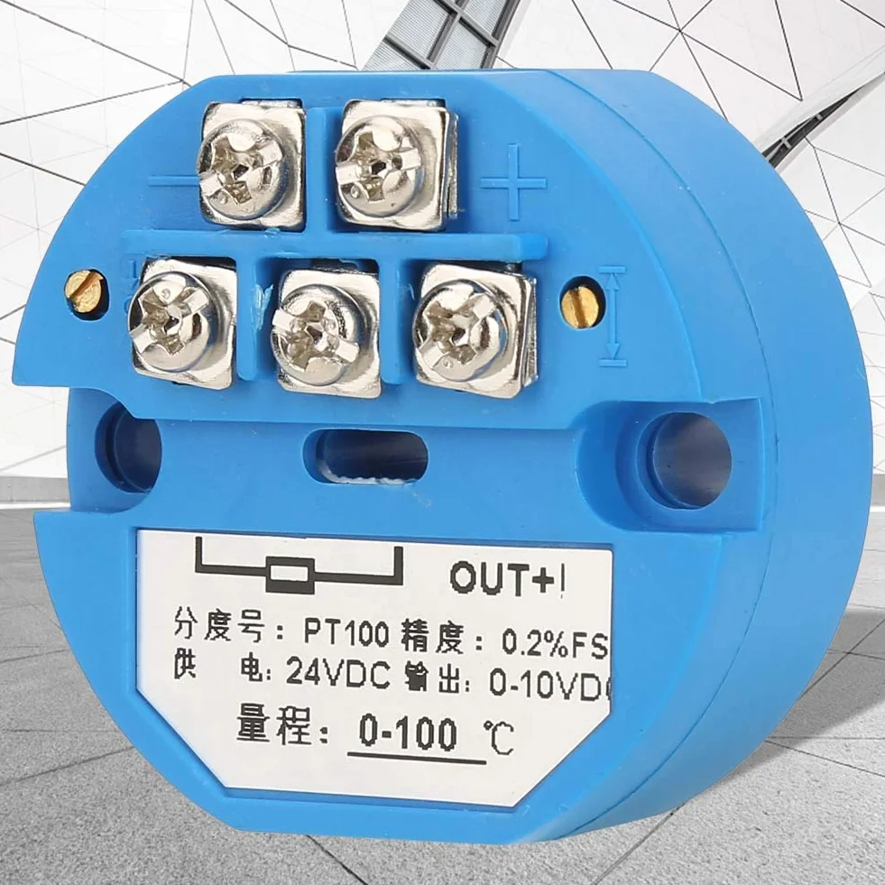 PT100 Trasmettitore Temperatura DC24V Sensore 1M Alta Precisione Uscita 0-10V per Controllo Processo Industriale
