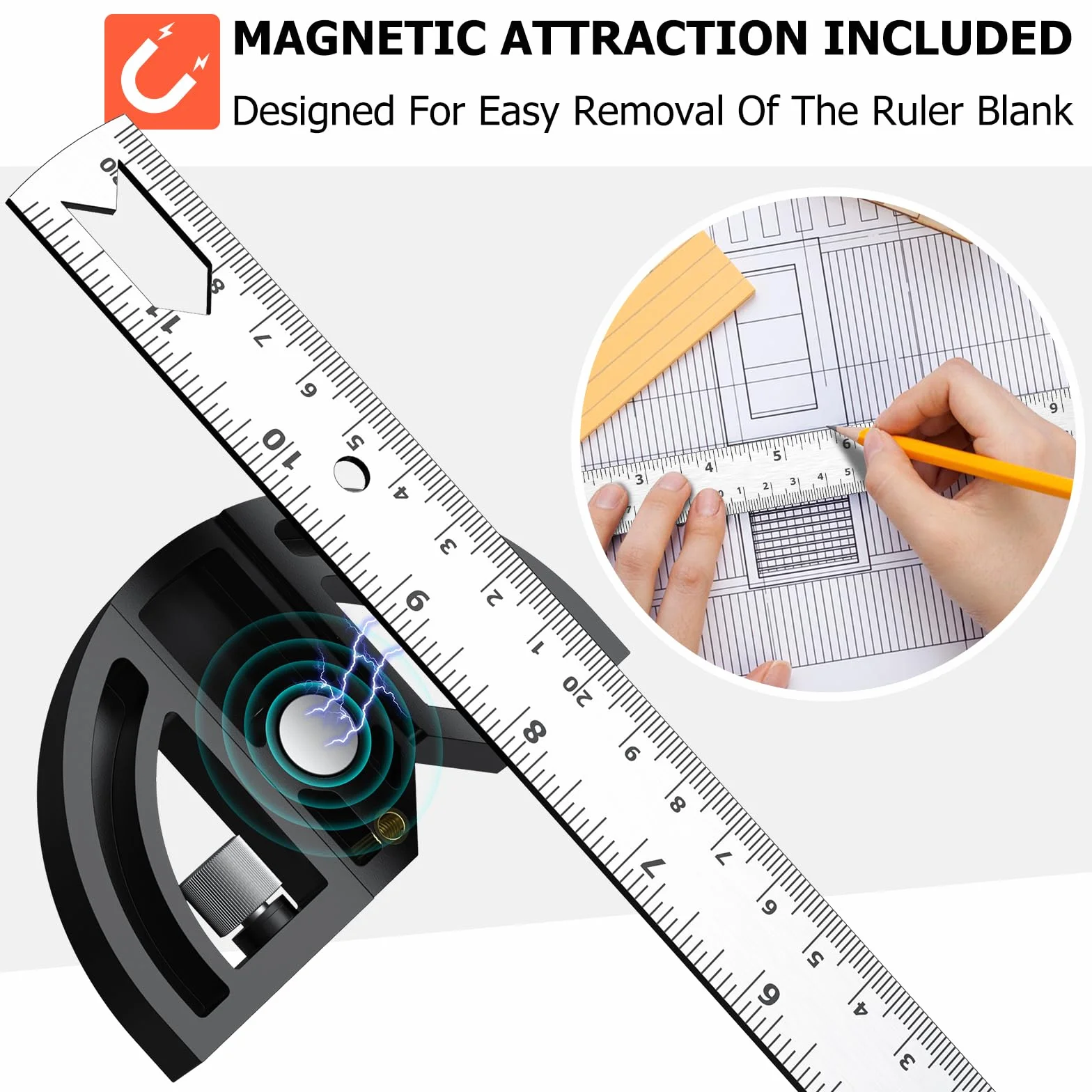 Preciva Goniometro Angolare 0-180° Acciaio Inox Righello 30cm