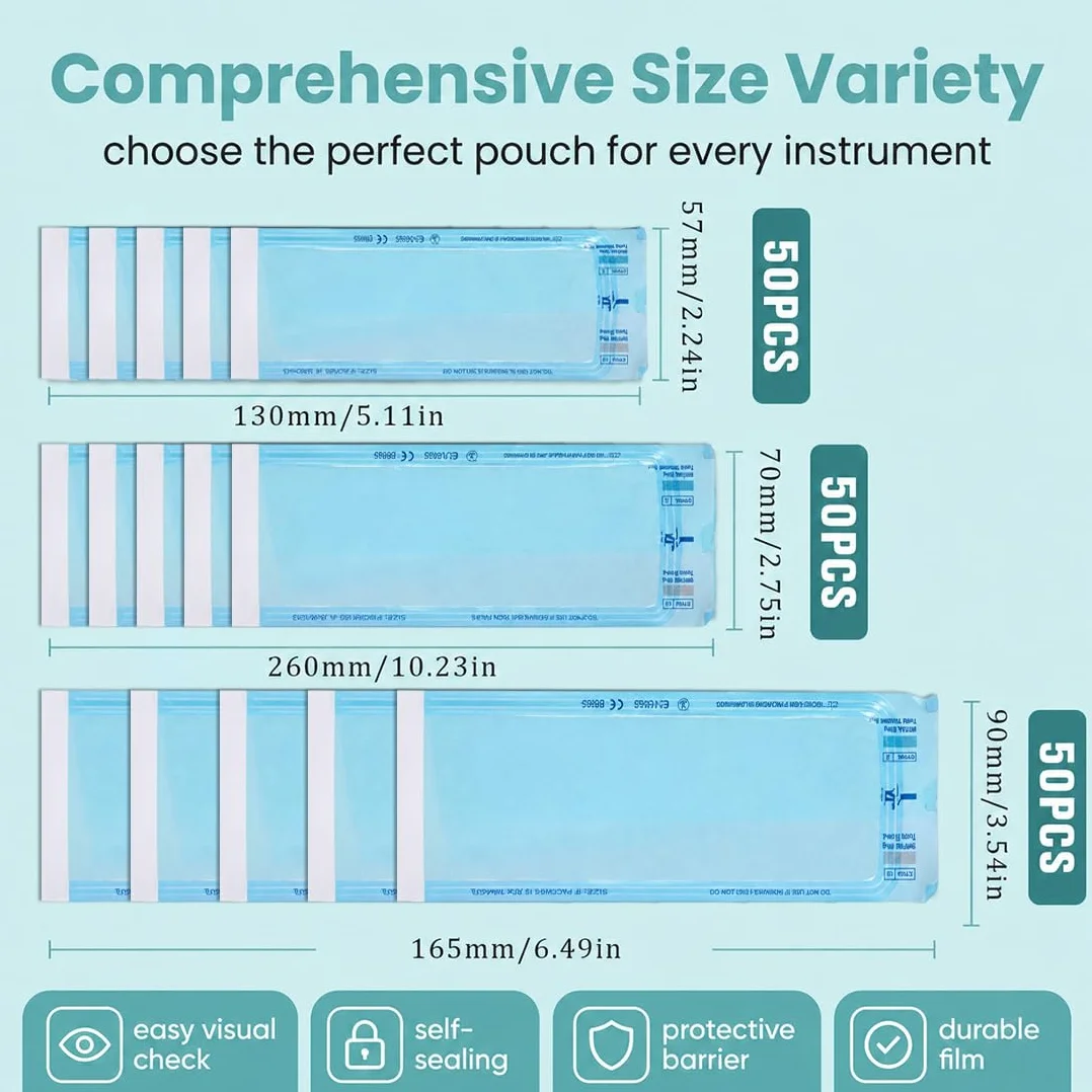 150 Pezzi Sacchetto Di Sterilizzazione, Buste Autosigillanti per Sterilizzazione, Buste Per Sterilizzazione, Per Strumenti Di Pulizia