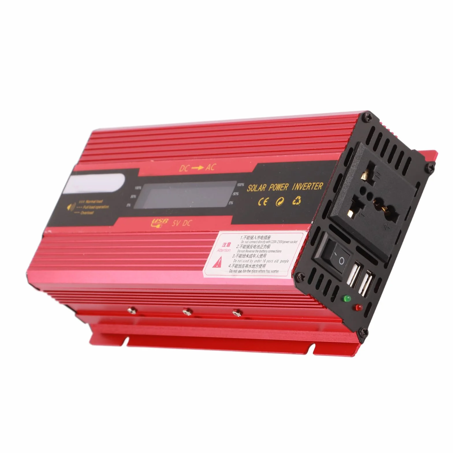 Zerodis Inverter portatile da 1000 W per casa, converte CC in CA domestica, ideale per la protezione automobilistica e pannelli solari (da 12 V a 220 V/LCD)
