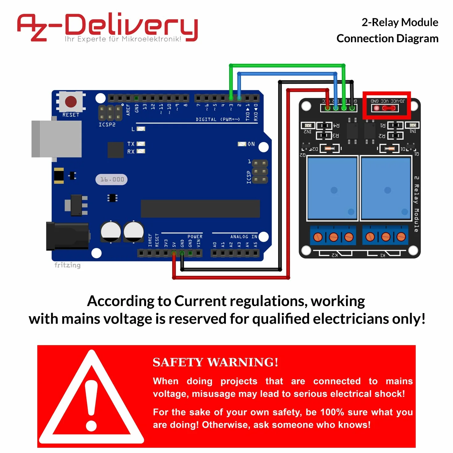 AZDelivery Modulo Relay 5V a 2 canali con optoaccoppiatore Low-Level-Trigger compatibile con Arduino incluso un E-Book!