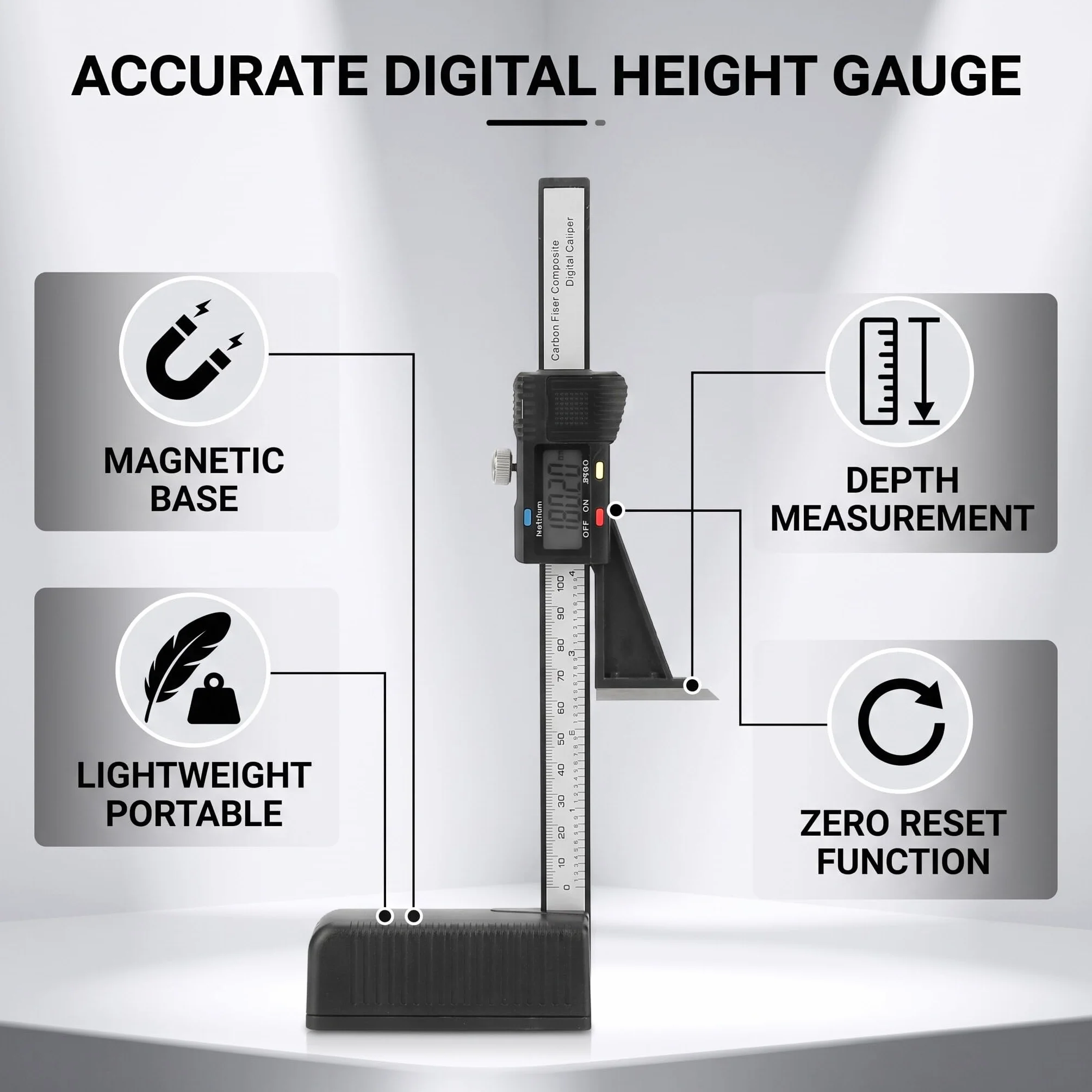 Truschino Digitale Calibro di Altezza 0-150mm Magnetico Elettronico con Carburo Scriber