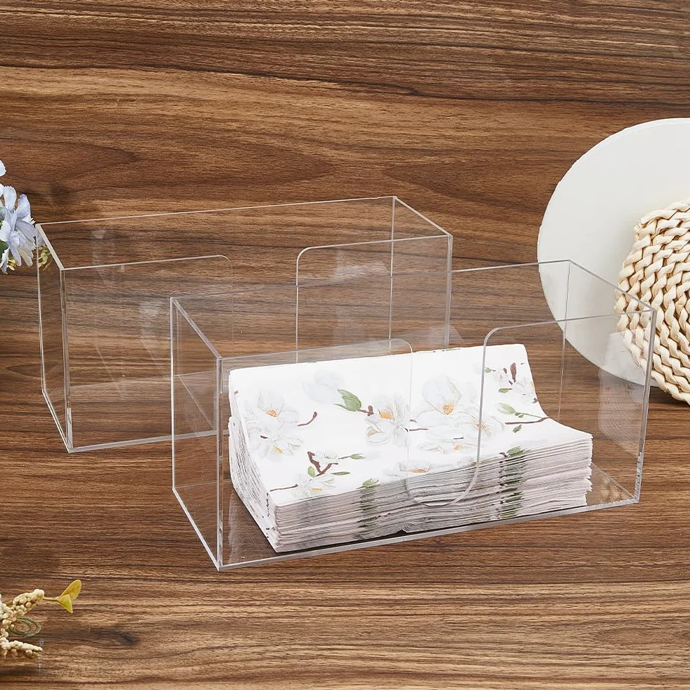 DICOSMETIC 2 dispenser di asciugamani di carta da banco in acrilico trasparente, 26 x 12 x 10,5 x 10,4 cm, portatovaglioli a tre pieghe per bagno e cucina piegati a Z