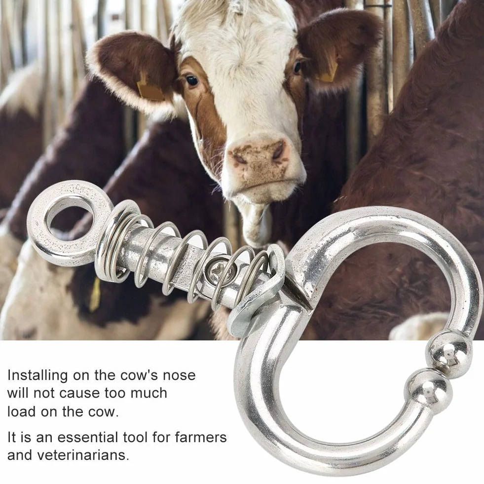 Anello da Naso per Bovini a Molla, Clip Naso Mucca senza Perforazione, Accessorio Allevamento Bovino
