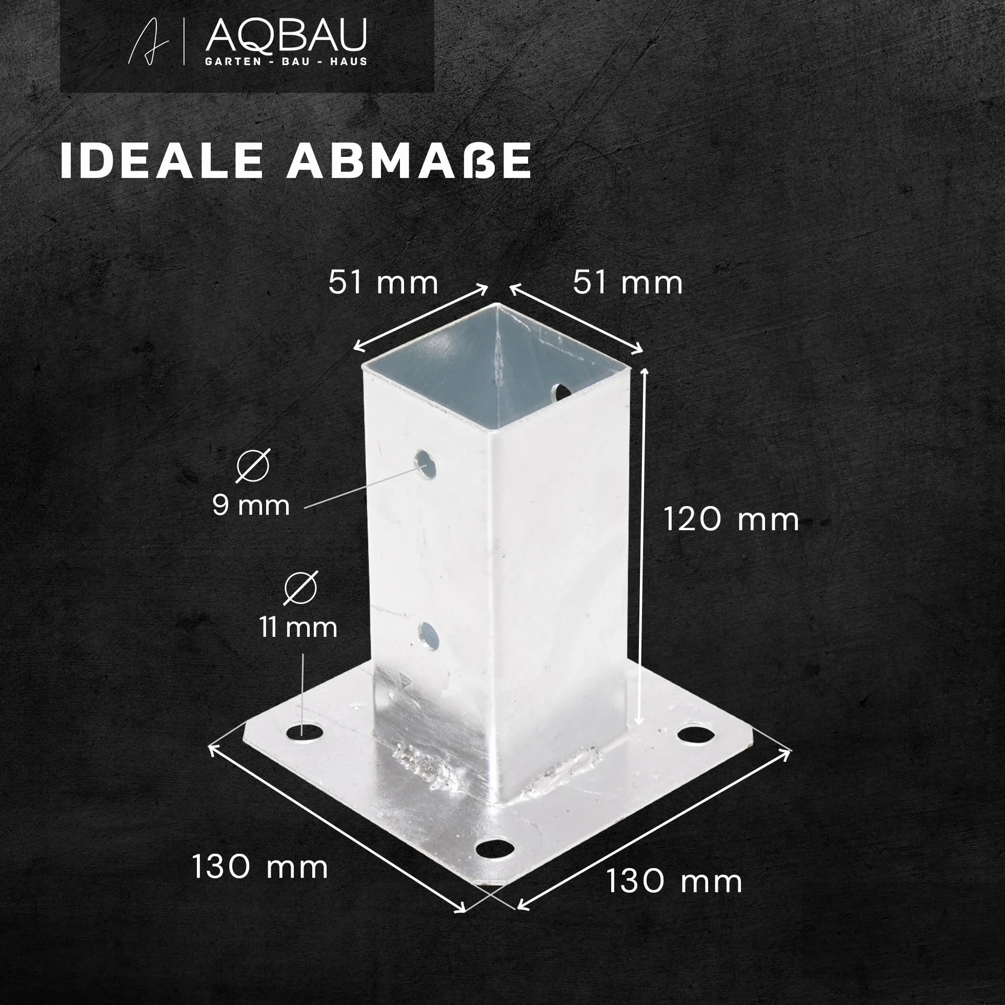 Supporto per palo da avvitare 50 x 50 mm, staffa zincata a caldo per recinzione pergolato
