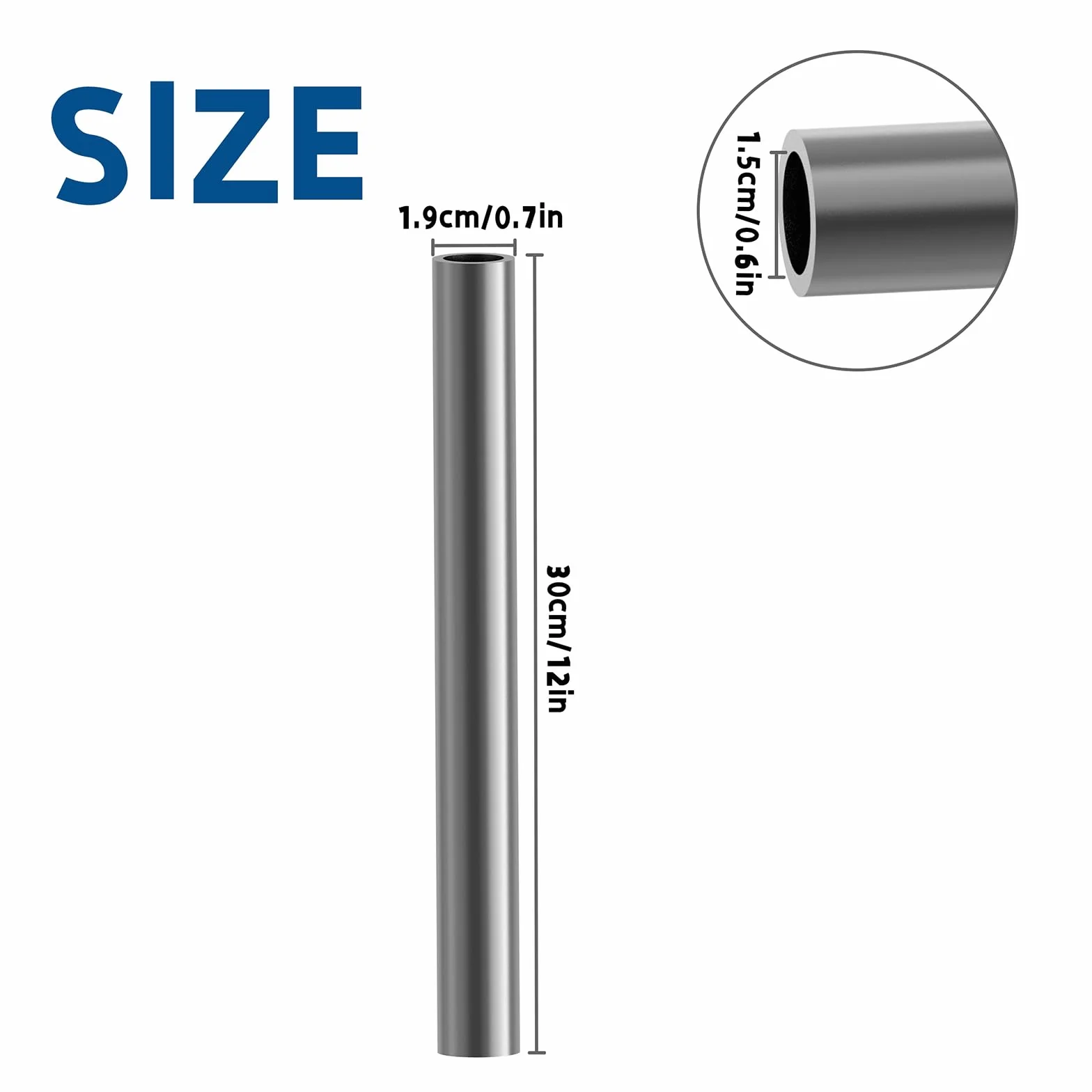 2 pezzi Tubo rotondo in acciaio inox 19mm OD,15mm ID, 2mm spessore parete,300mm lunghezza per le industrie automobilistiche