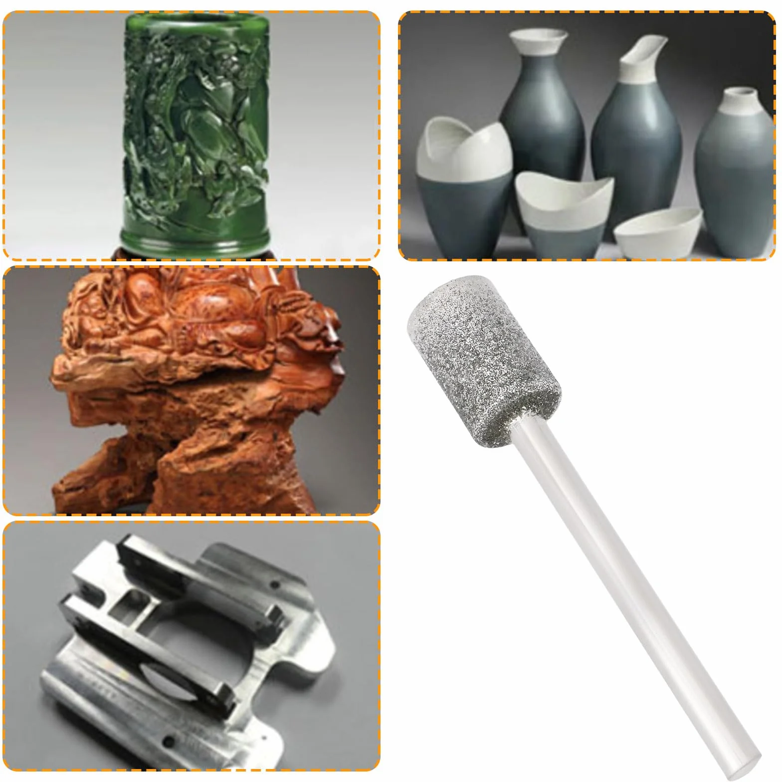 24 Punte Diamantate Da 1/8 Di Pollice Compatibile con Dre-Mel Per Incisione Lucidatura E Rettifica (10 Mm 8 Mm 6 Mm 5 Mm 4 Mm 3 Mm)