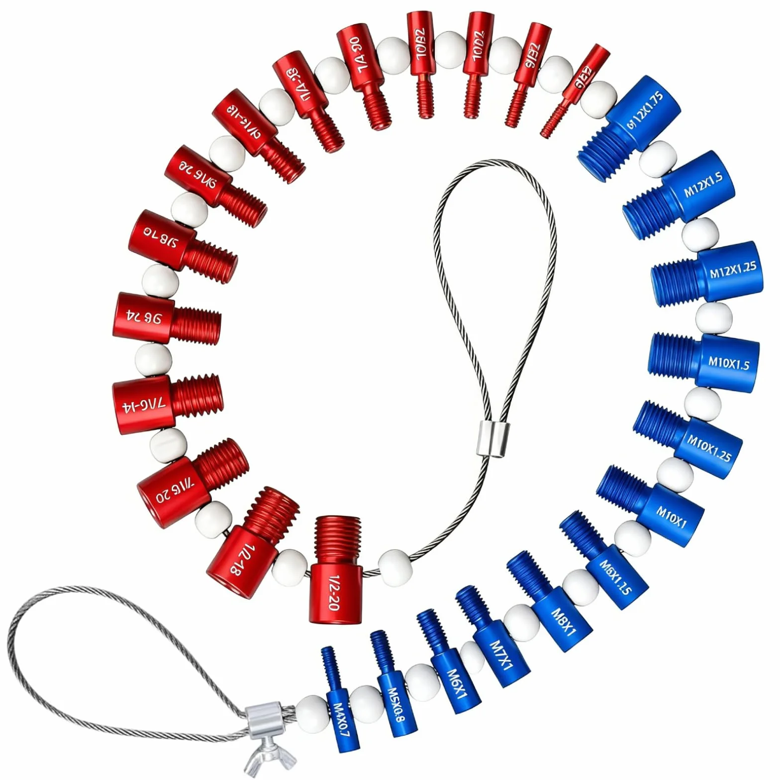 VOBOR Kit Controllo Filettatura Dadi e Bulloni 26 Pezzi Calibro Passo Metrico Imperiale