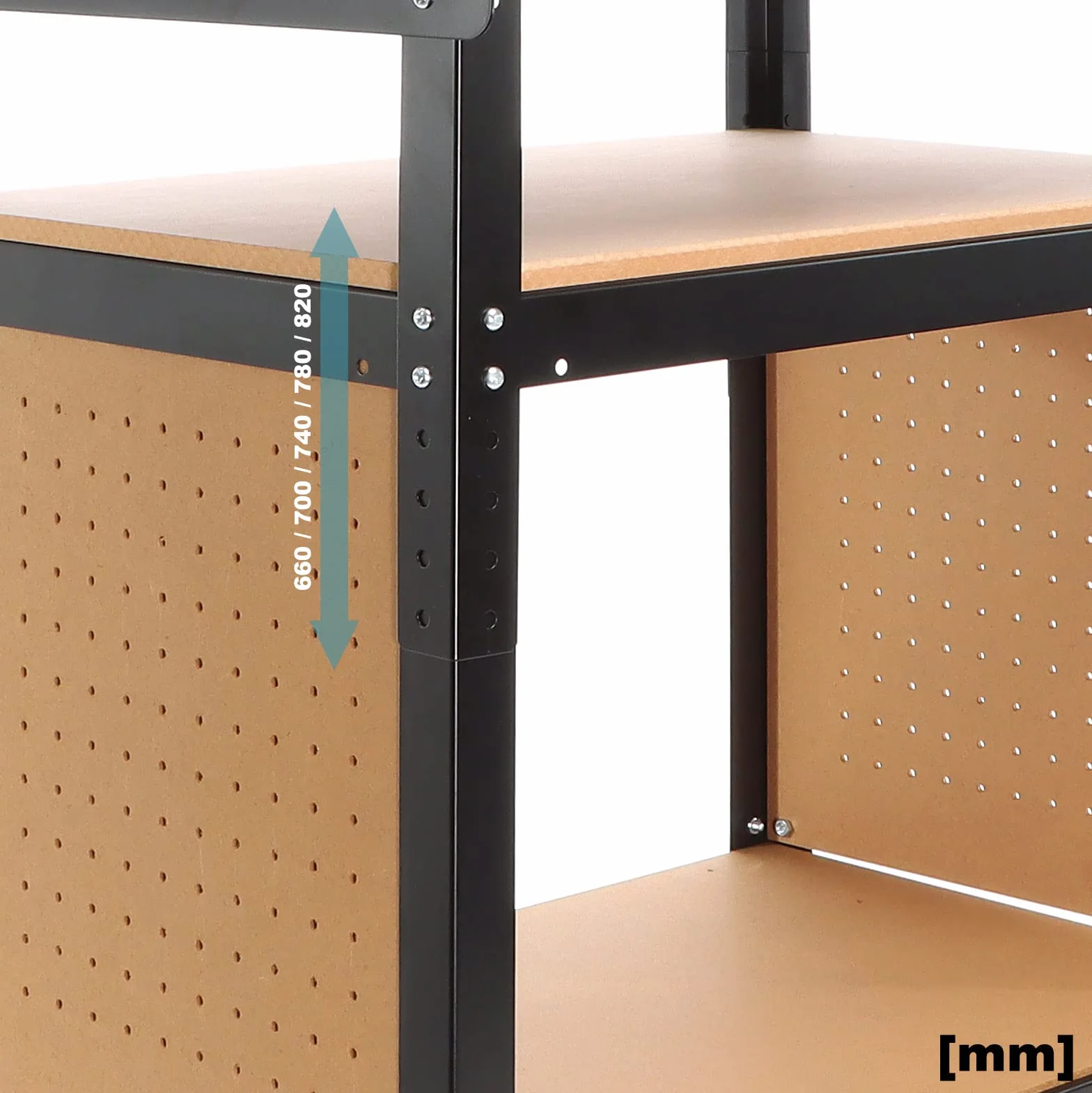 XPOtool Banco da lavoro portatile 68x50x66-82 cm Tavolo da lavoro con altezza regolabile e 2 ripiani