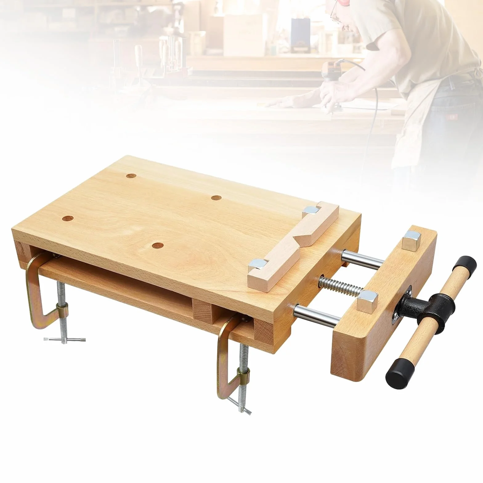 Banco da Lavoro Portatile, Panchina per Piallatrice Portatile 53 x 28 x 7 cm, Morsa da Lavoro Mobile Mini Banco da Lavoro Portatile e Morsa per Piallatura e Serraggio