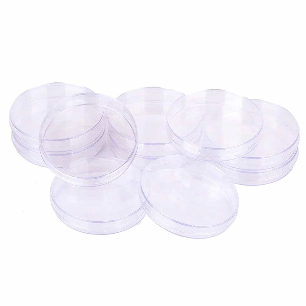 10 pezzi, Plastica di Petri, con Coperchio,MONOUSO Piastra di Petri Sterilizzata Trasparente, per Cultura di Laboratorio Lievito Batterico(70mm)