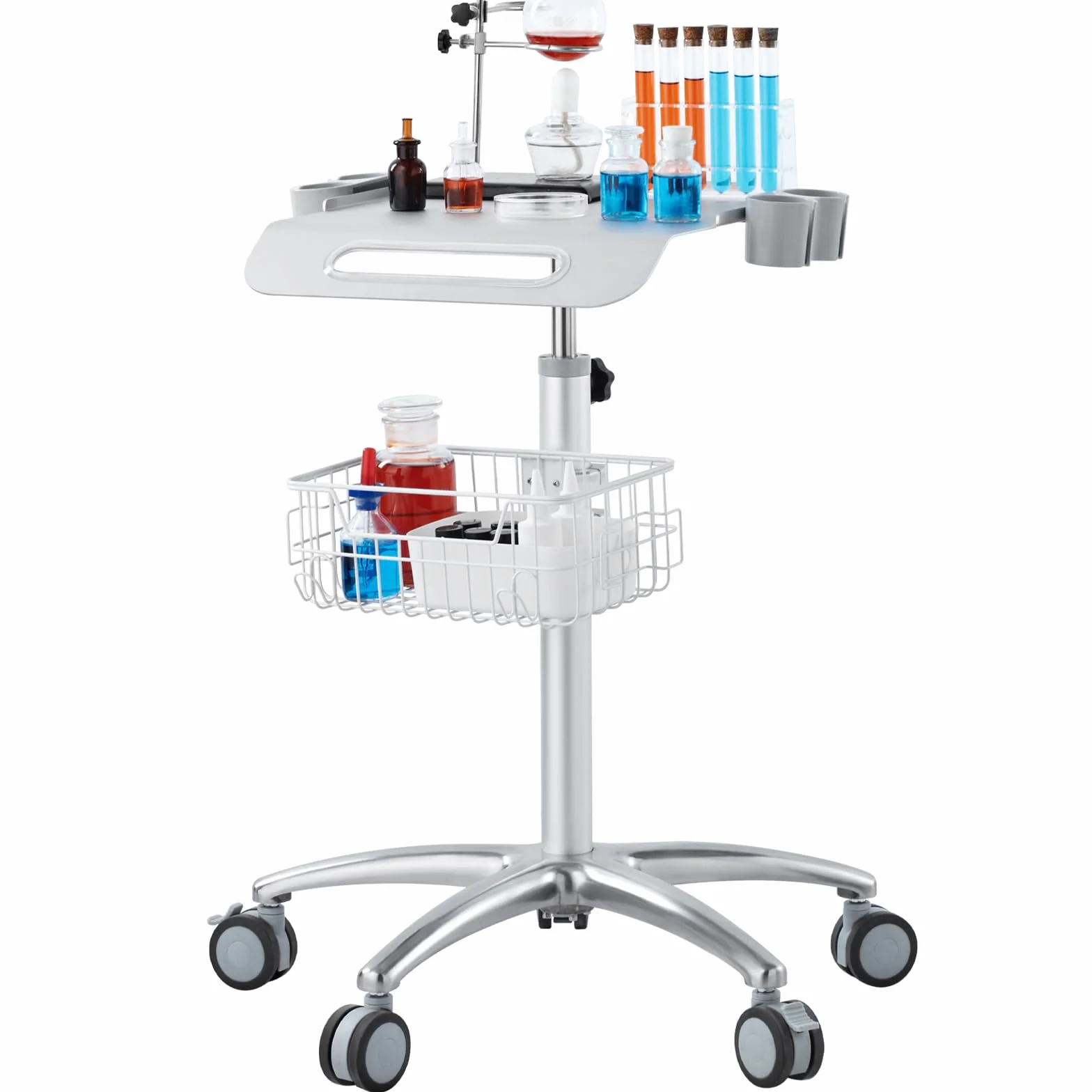 VEVOR Carrello medico regolabile in altezza 26,77"-42,91" con rotelle per laboratorio clinica