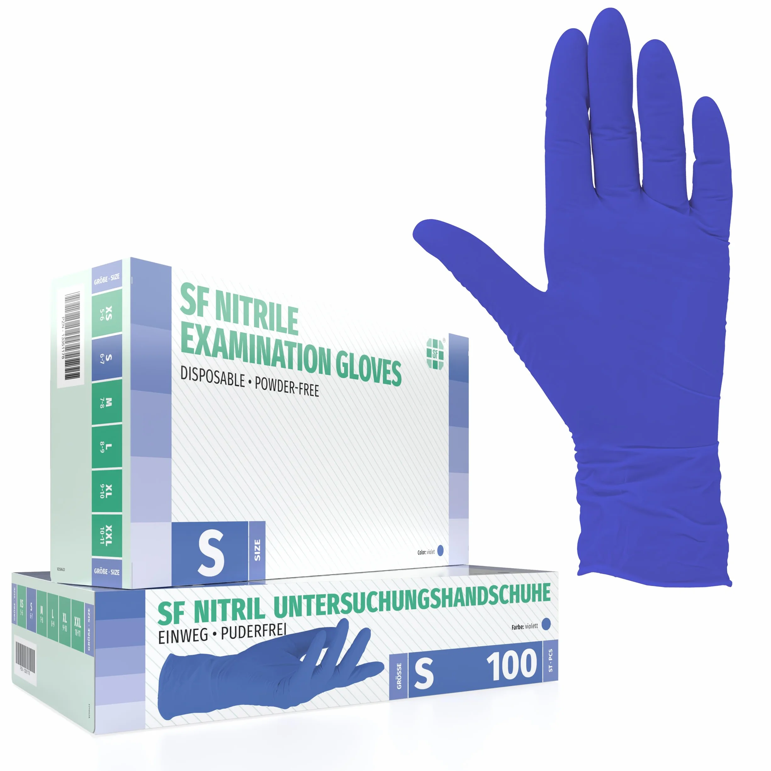 Guanti Nitrile S Viola 100 Pezzi Monouso Senza Lattice Senza Polvere