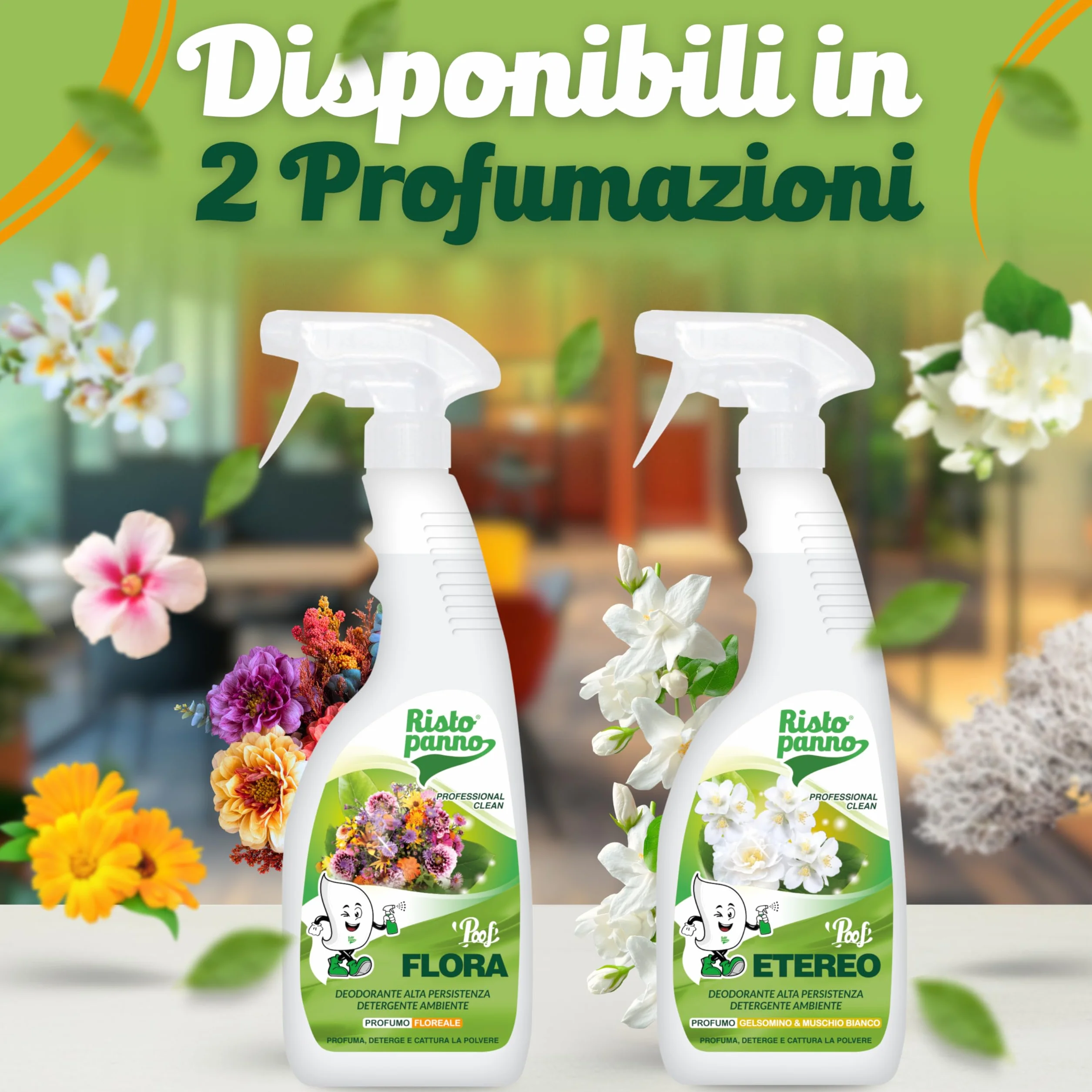 RISTOPANNO Profumatore Ambiente Spray Professionale Gelsomino & Muschio Bianco 750ml