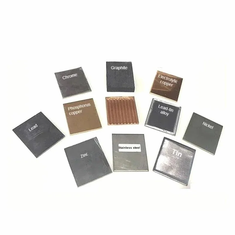 Piastra anodica galvanica Hull Cell 70x60x3 mm zinco per test scanalatura Hall